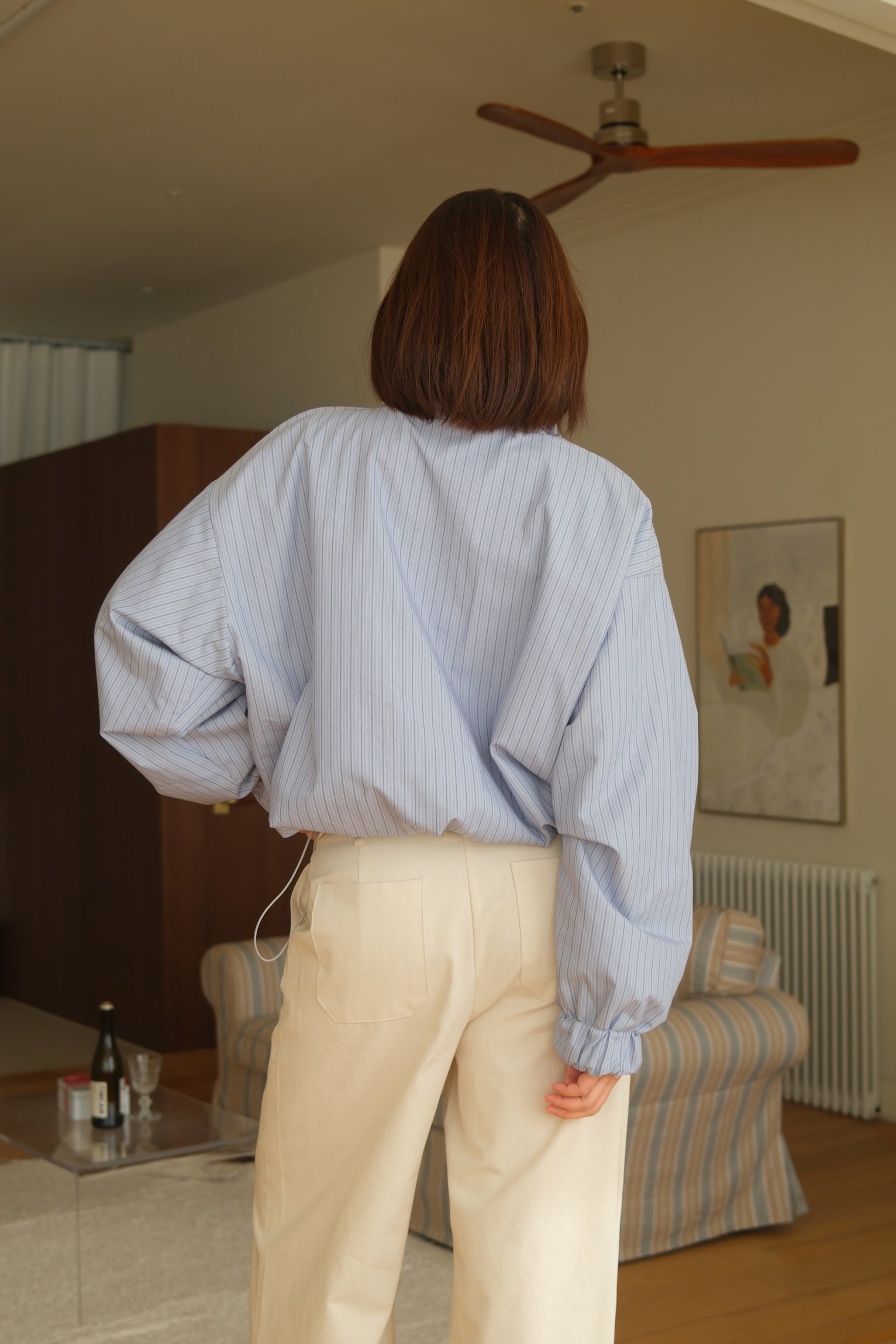 Bome stripe reversible zip-up jumper