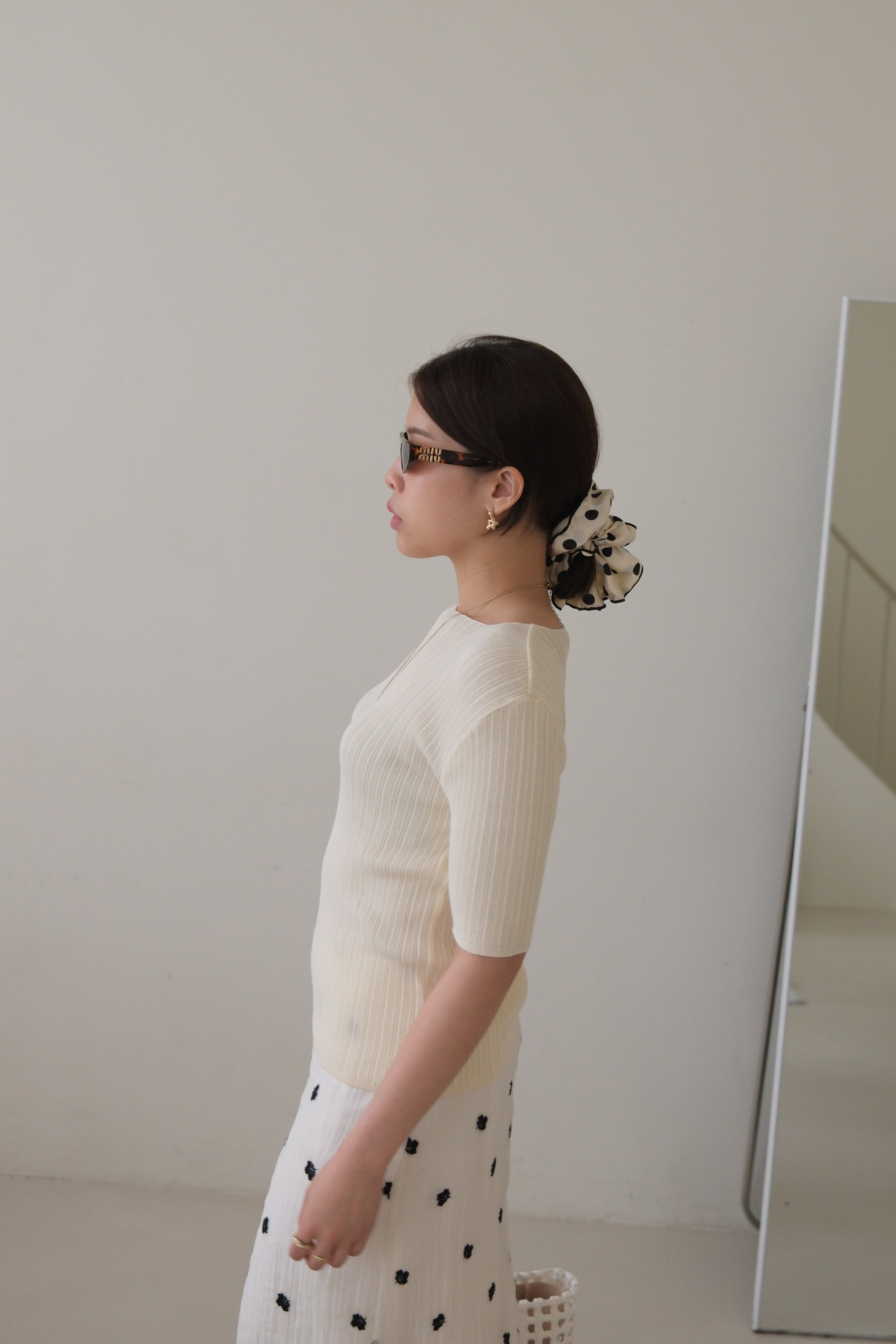 pleated cotton short-sleeve tee