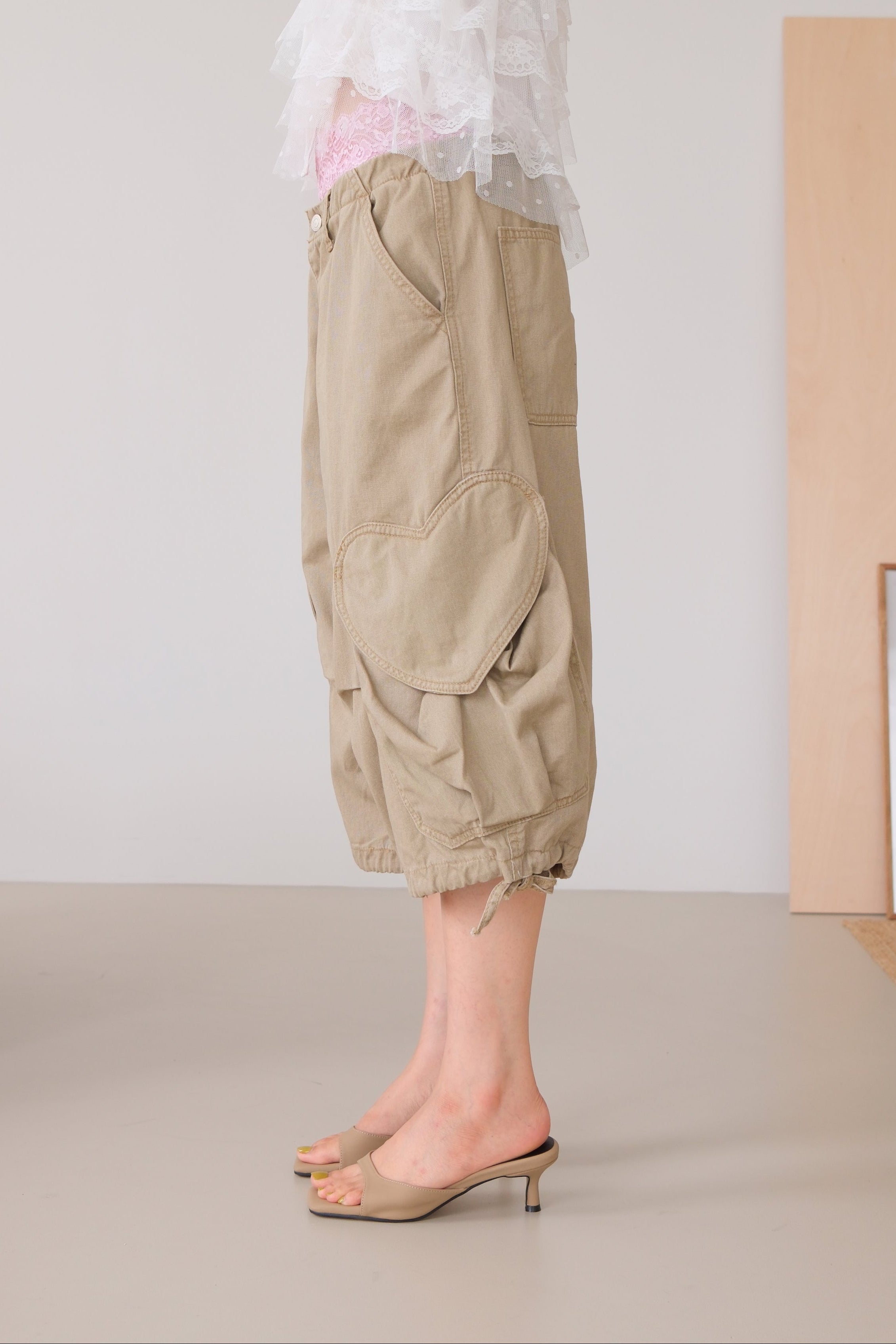 Heart-Detail Utility Cargo Shorts