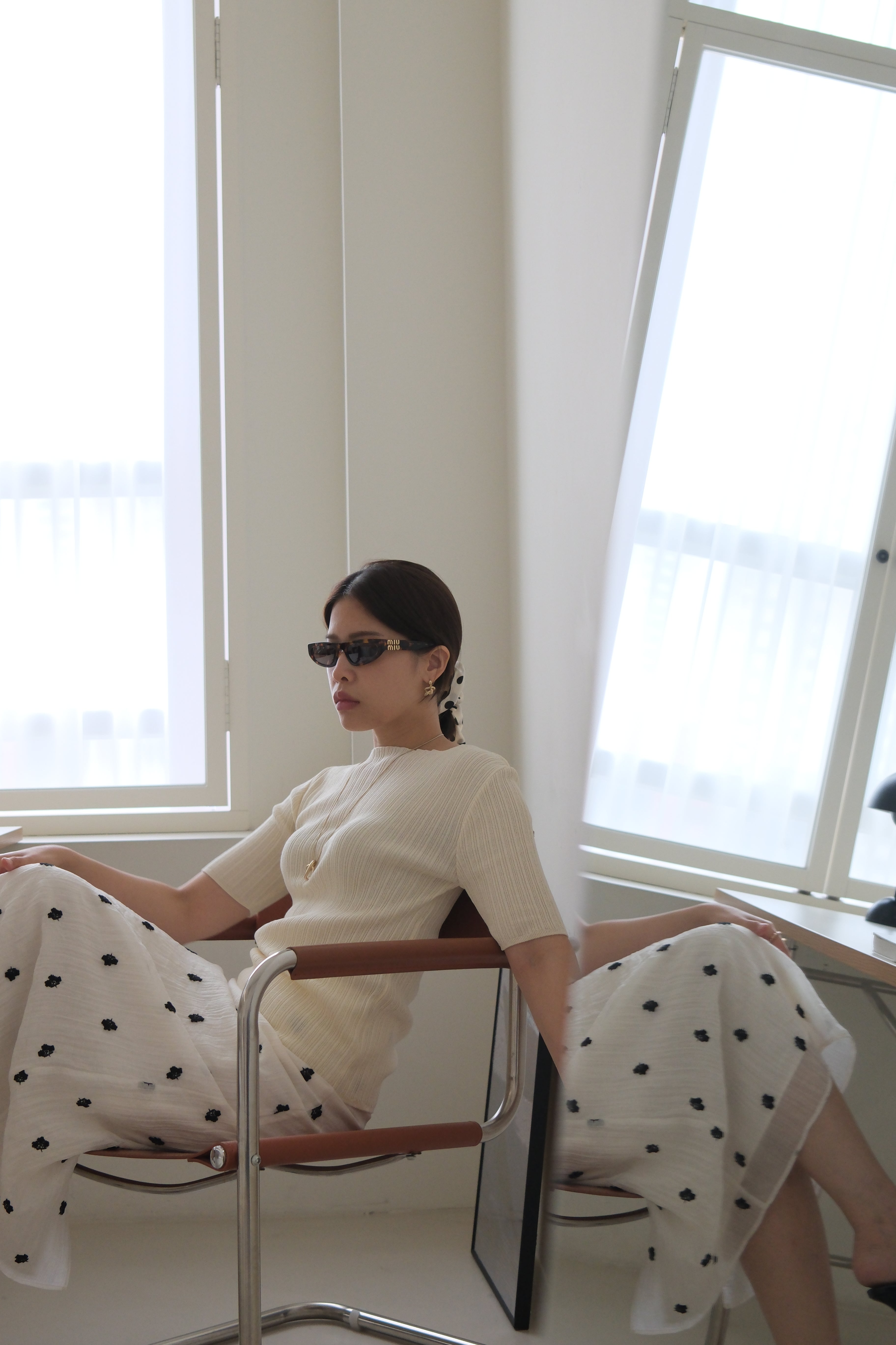 pleated cotton short-sleeve tee