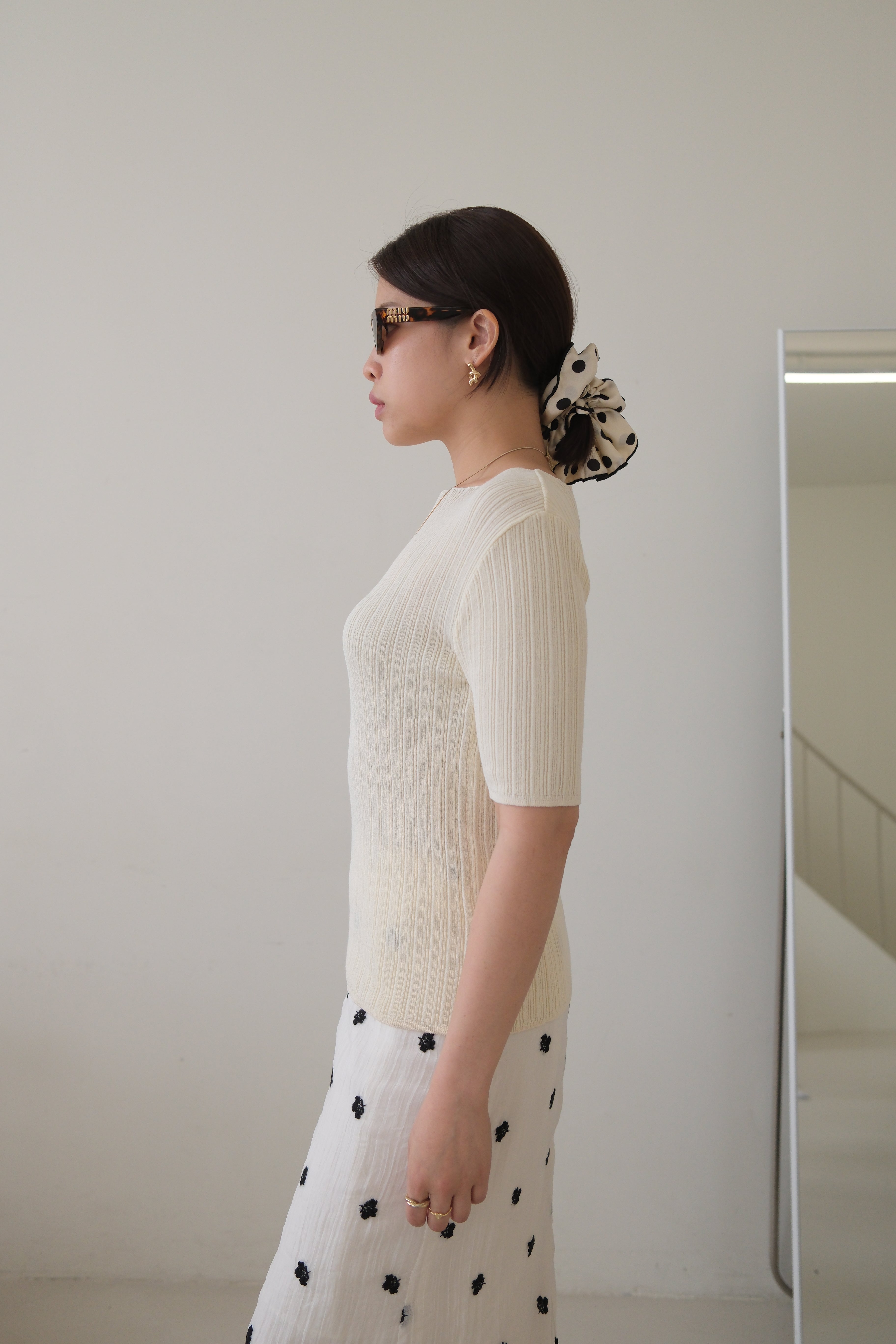 pleated cotton short-sleeve tee