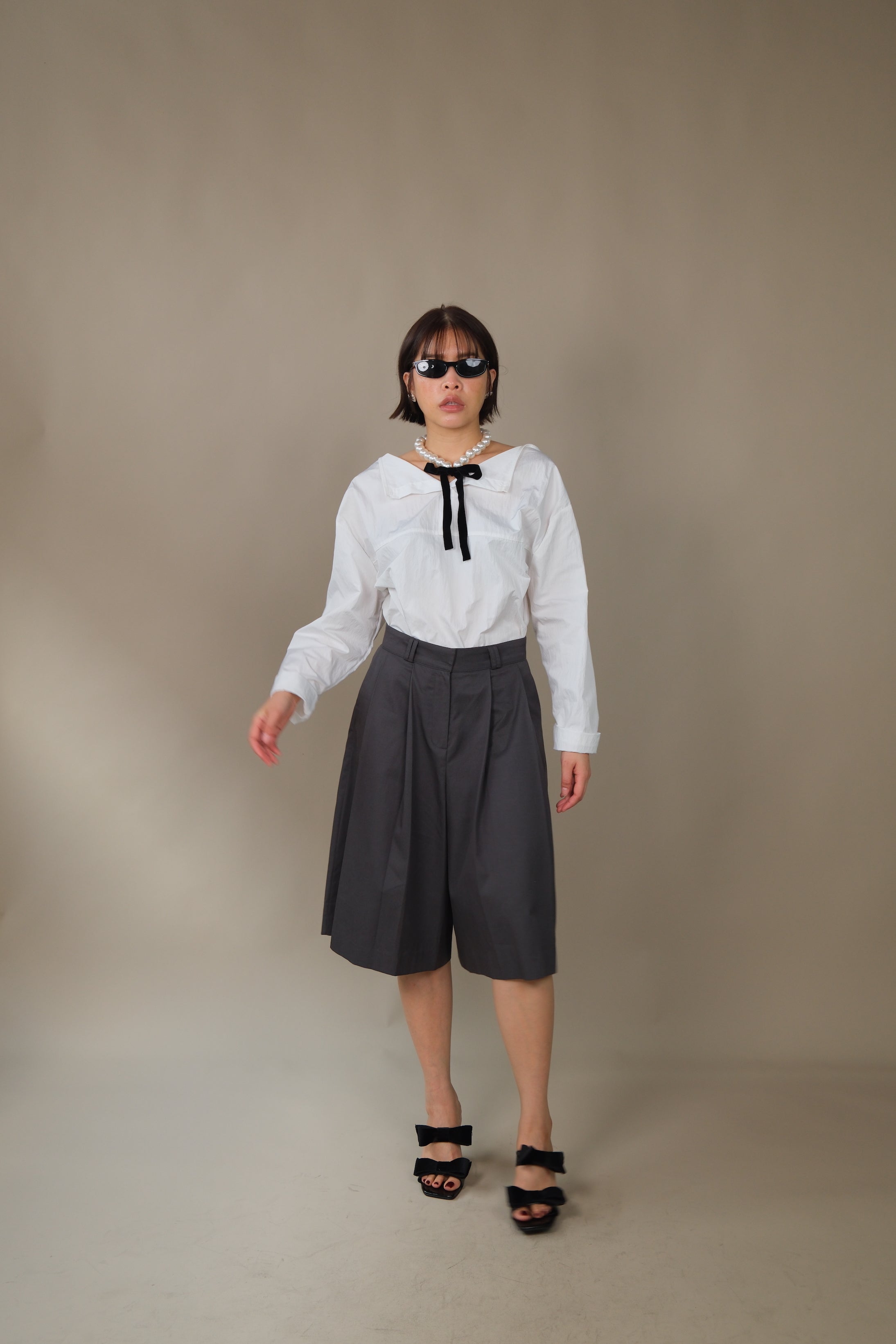 Merf High-rise pleated skorts