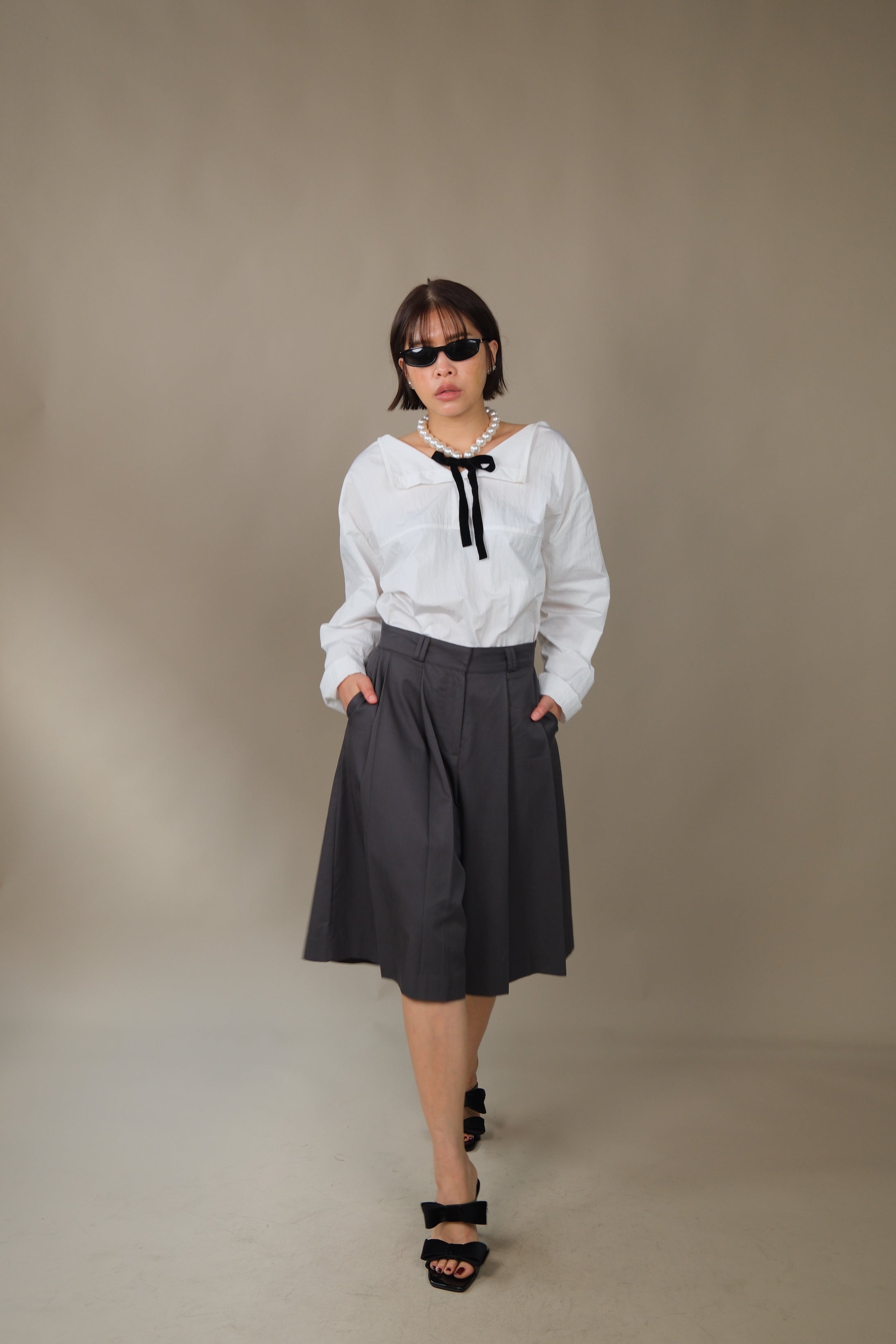 Boat neck 2-way blouse