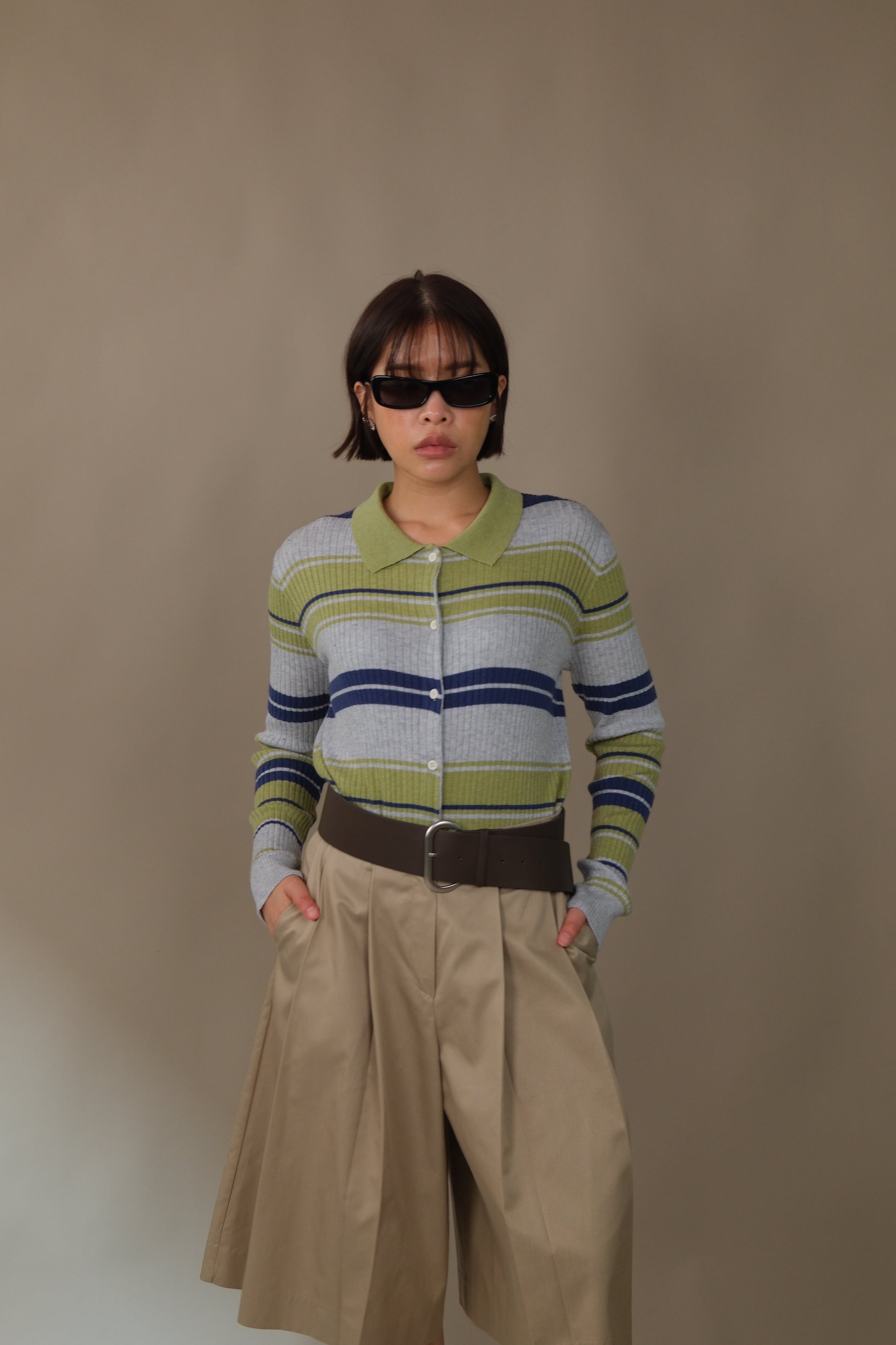 Bonbon striped knit cardigan