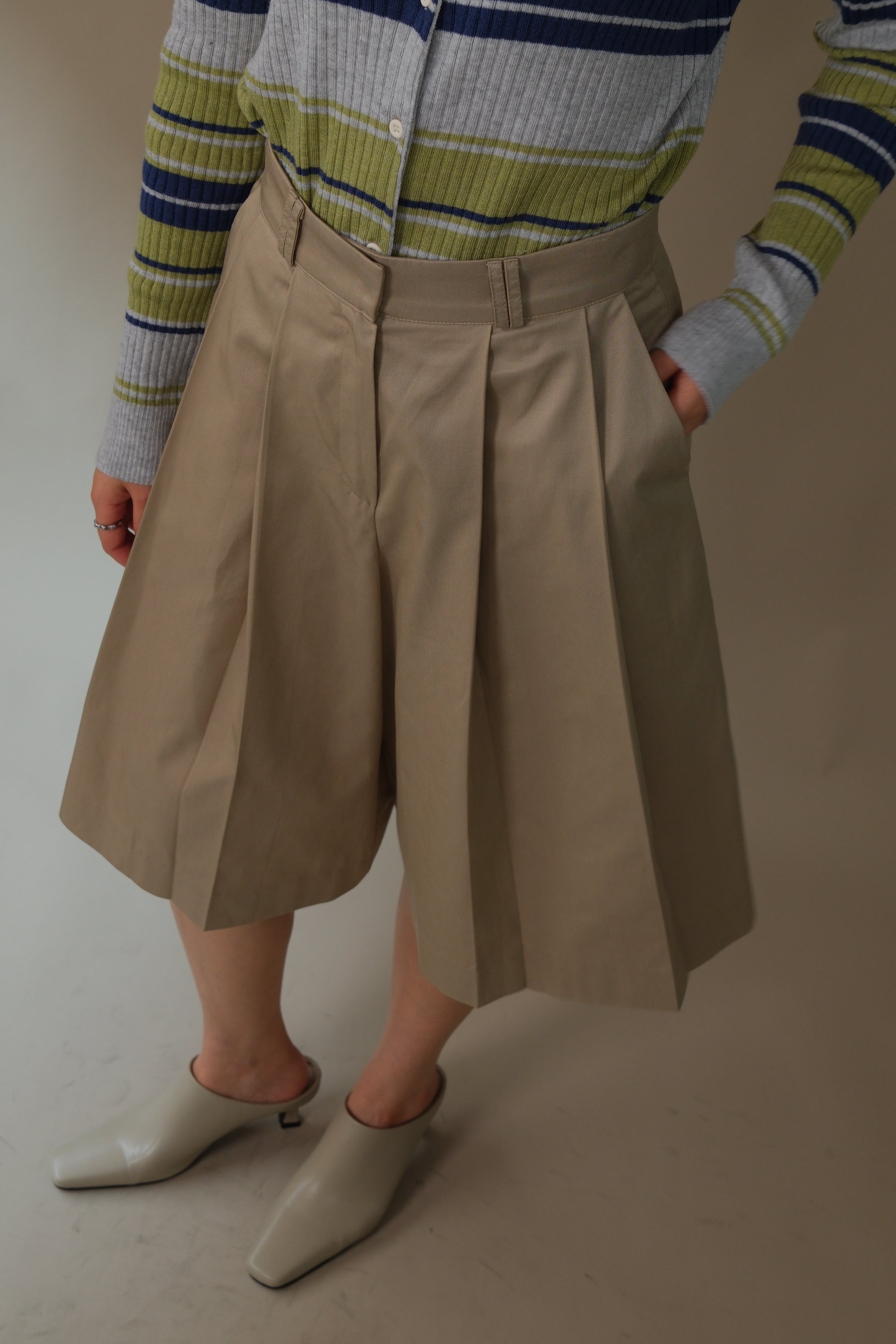 Merf High-rise pleated skorts