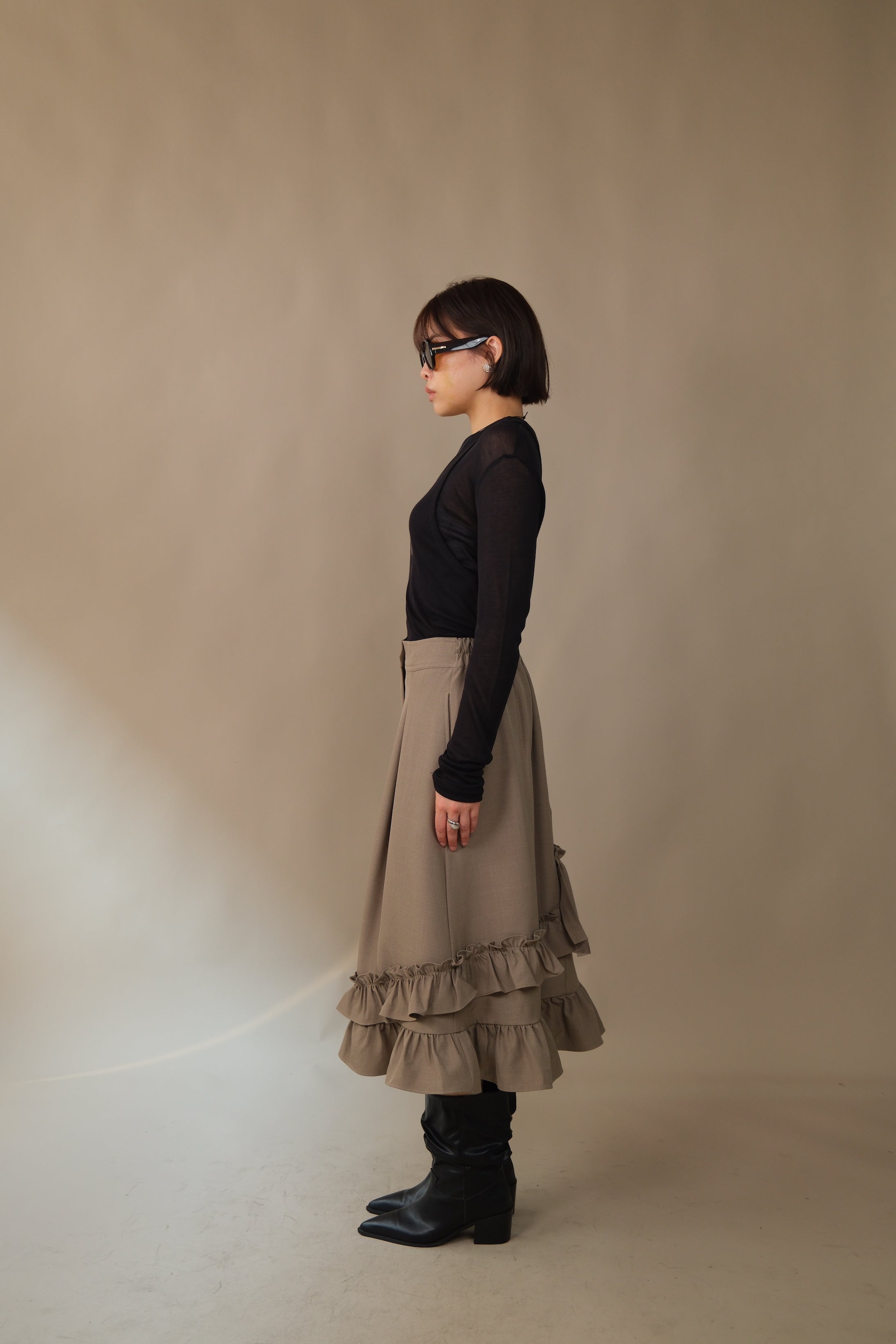 Randy frill unbalance skirt