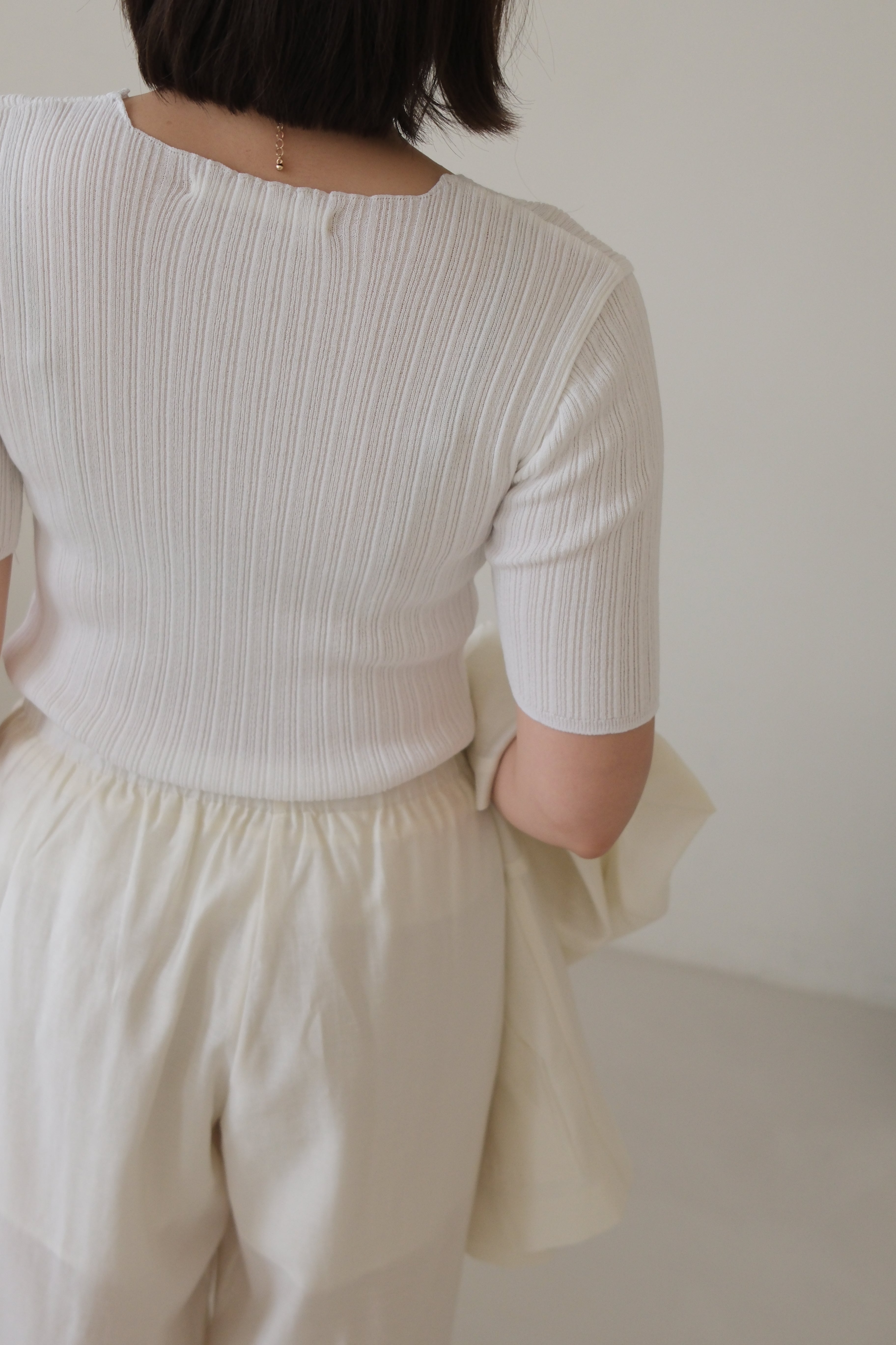 pleated cotton short-sleeve tee