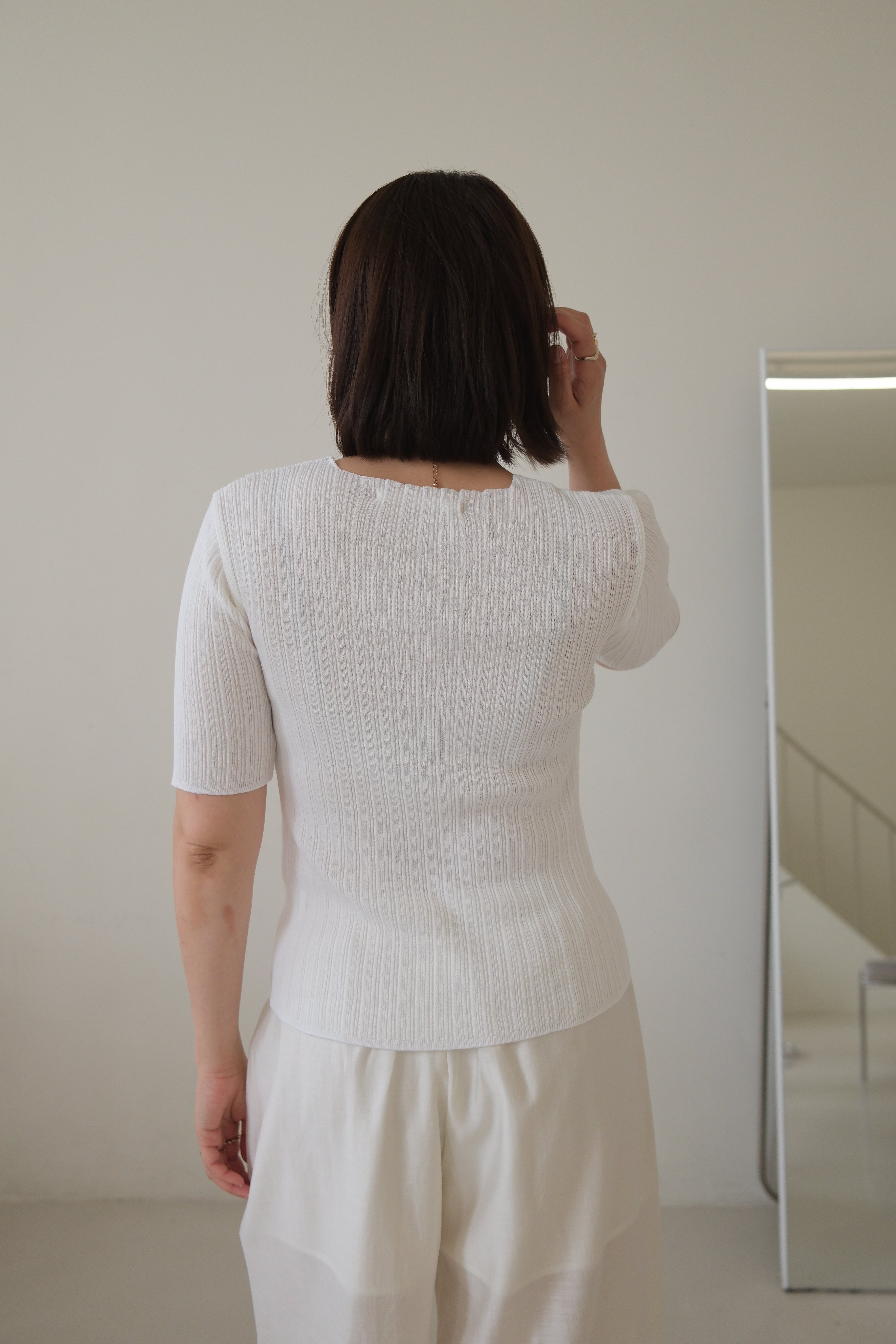 pleated cotton short-sleeve tee