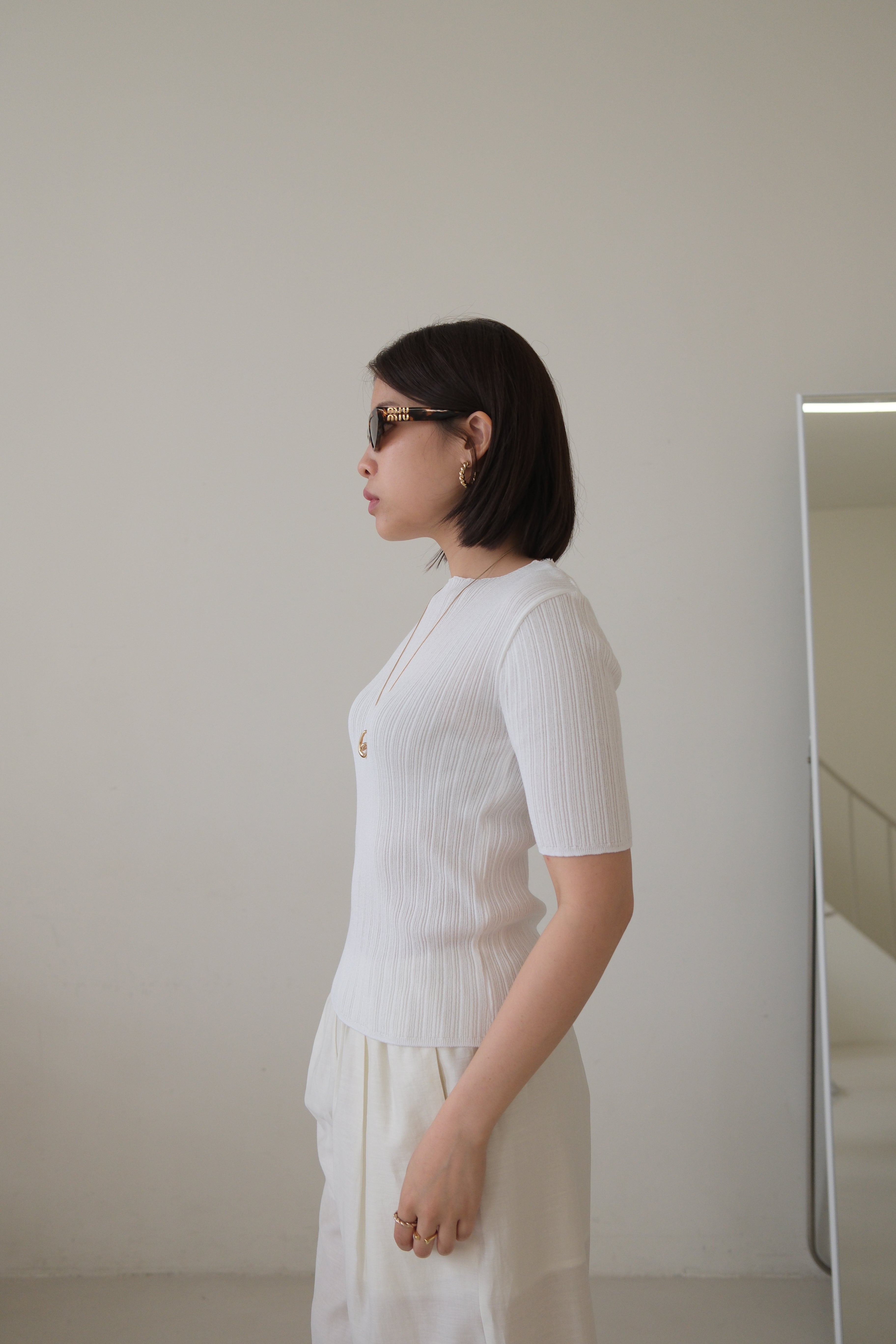 pleated cotton short-sleeve tee