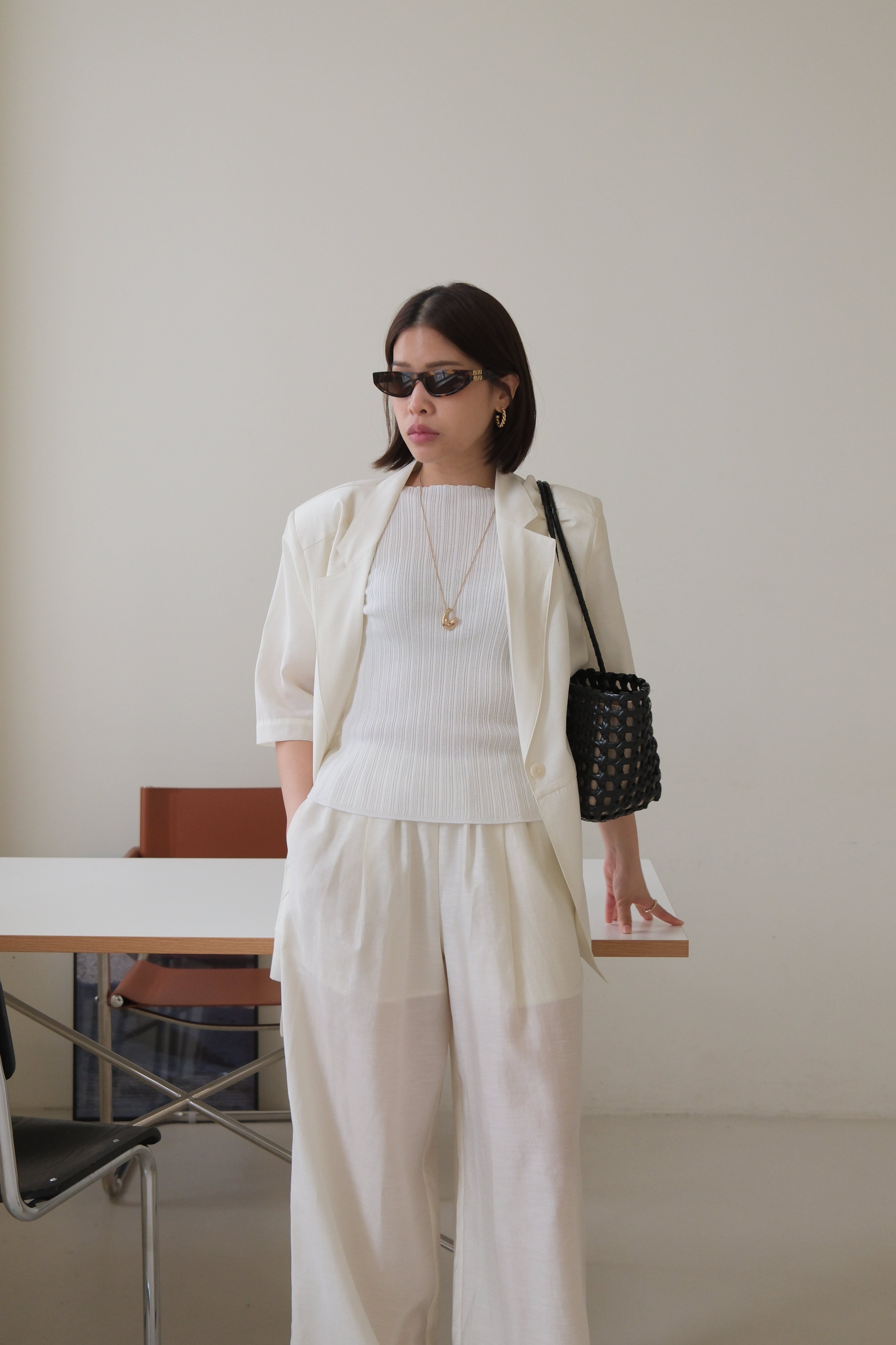 pleated cotton short-sleeve tee