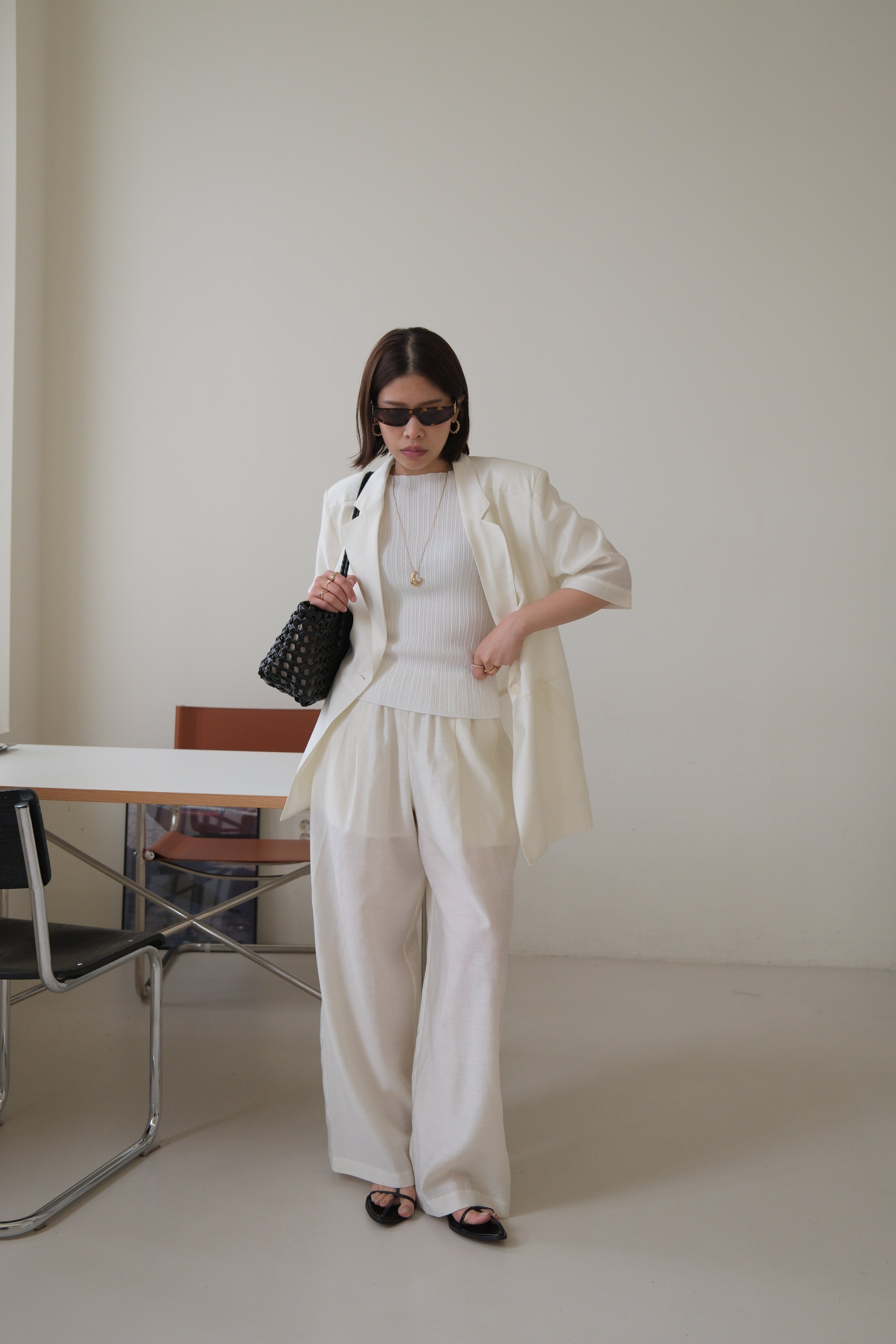 pleated cotton short-sleeve tee