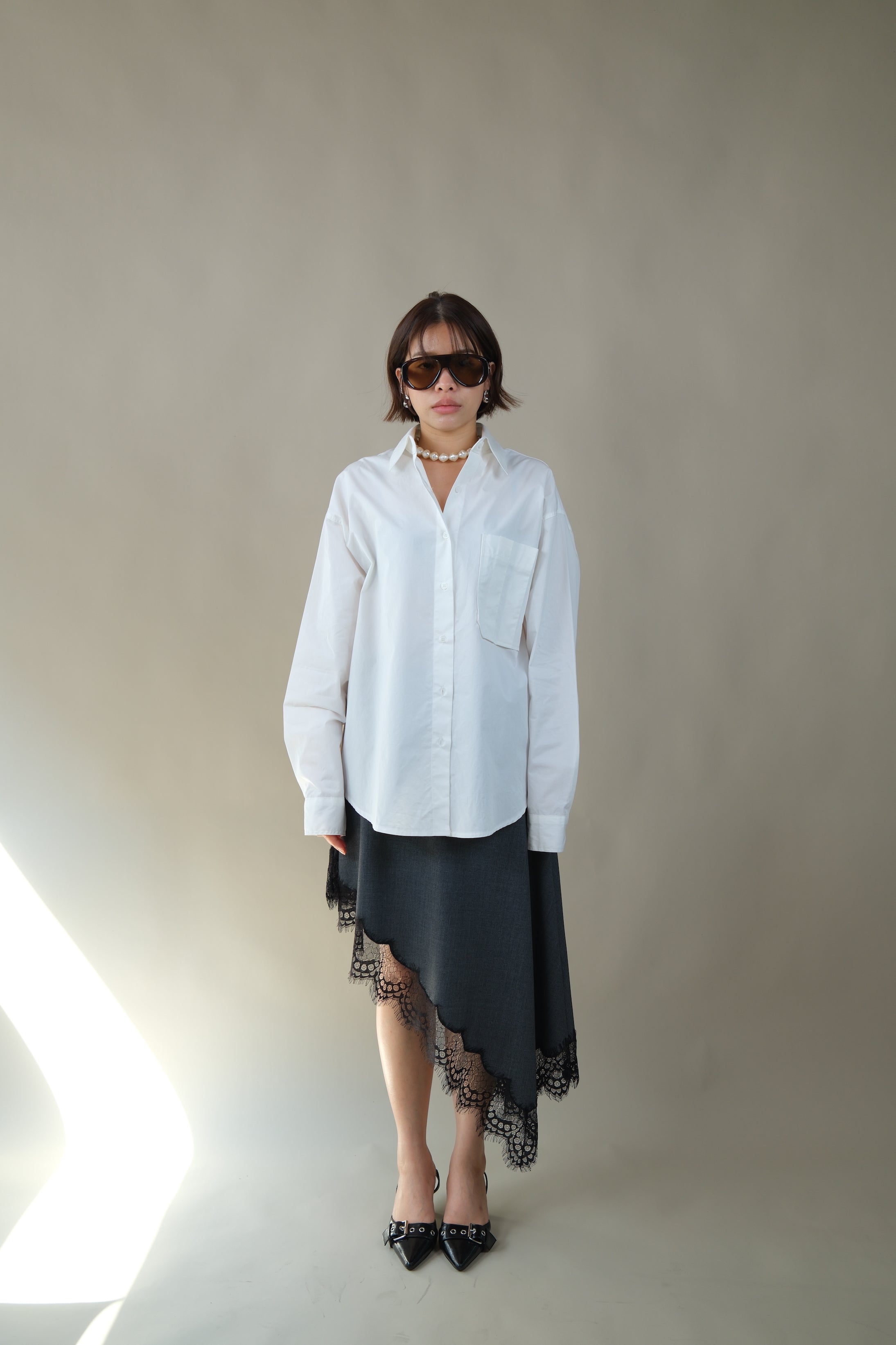 Ashley Lace hem unbalance skirt