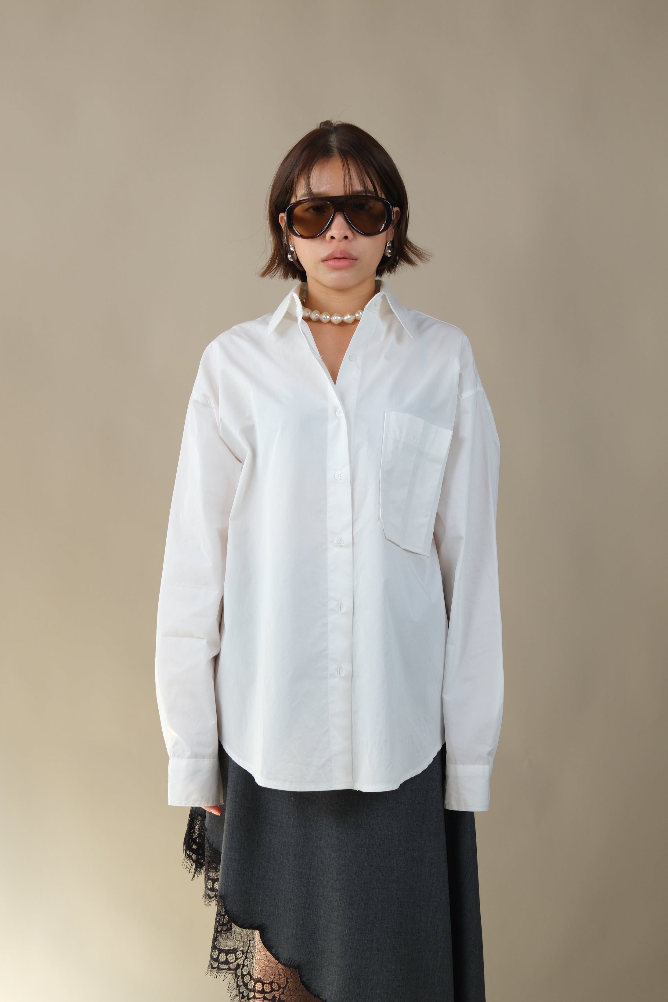 Pleated pocket oversized shirt
