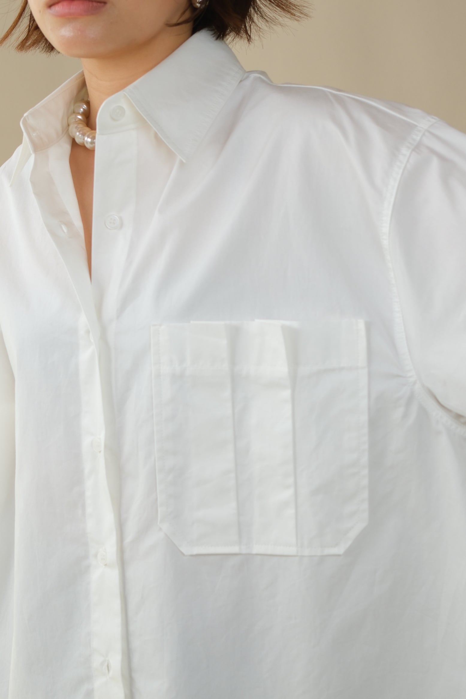 Pleated pocket oversized shirt