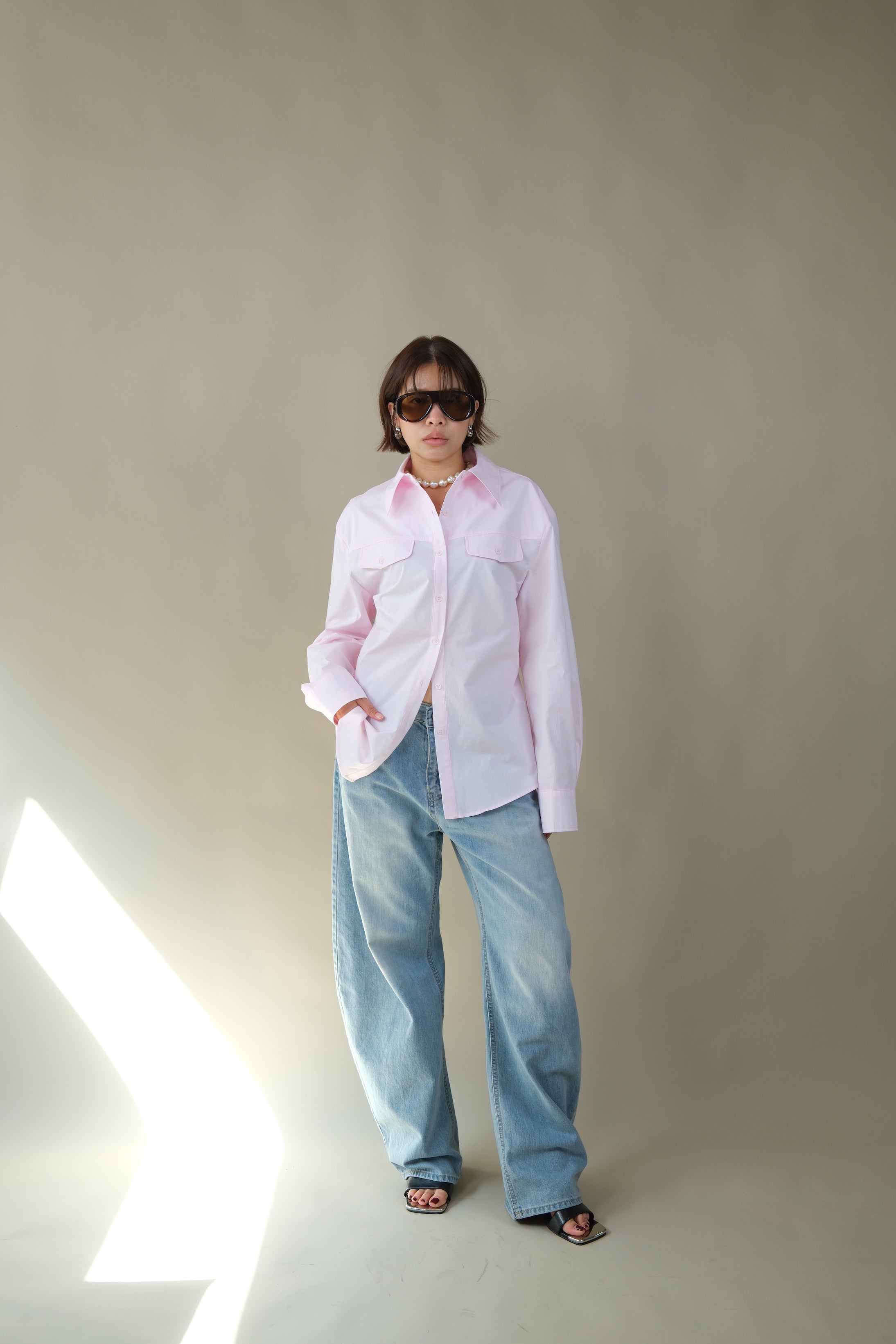 Jolin adjustable waist pocket shirt