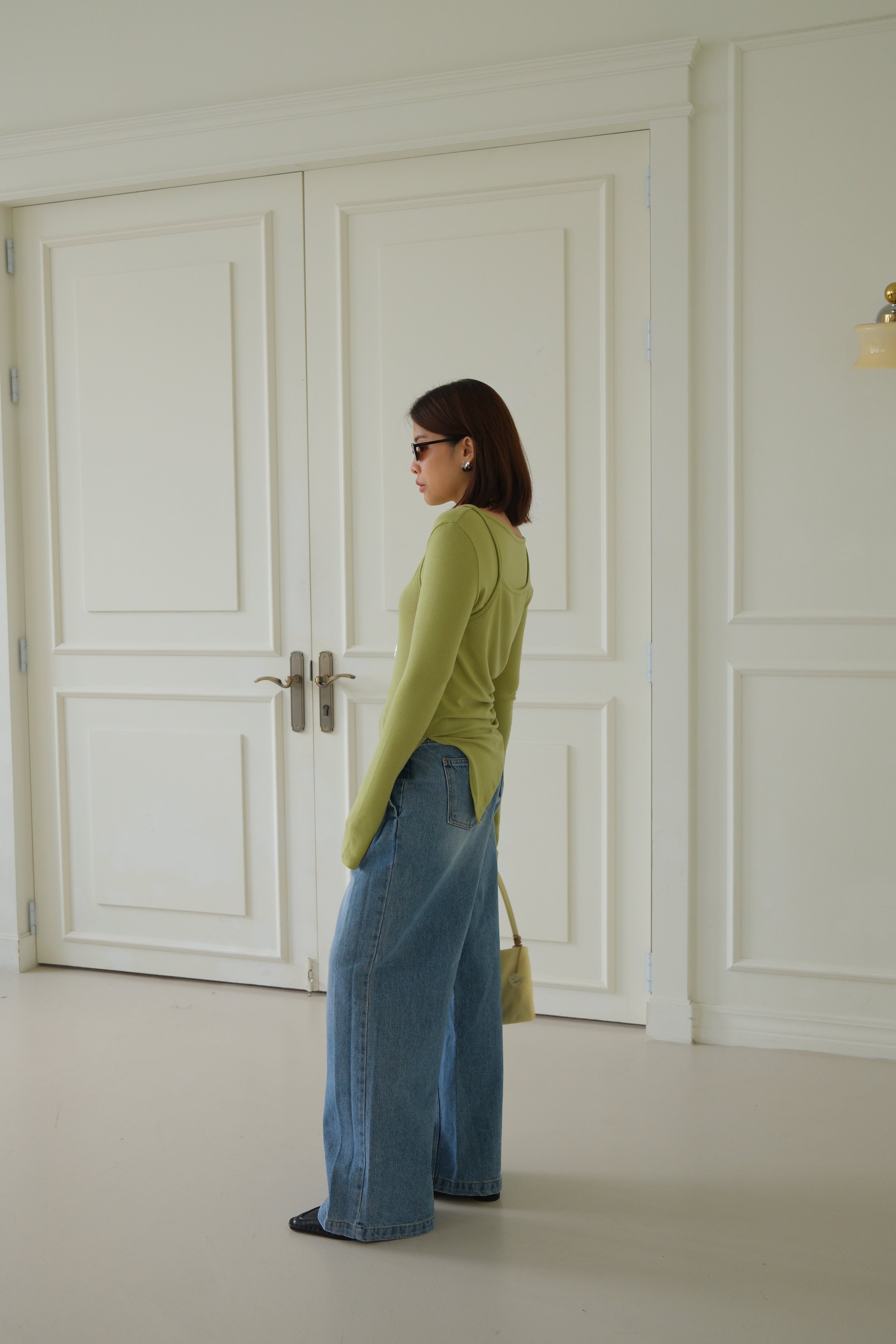 double layer unbalance long-sleeve tee