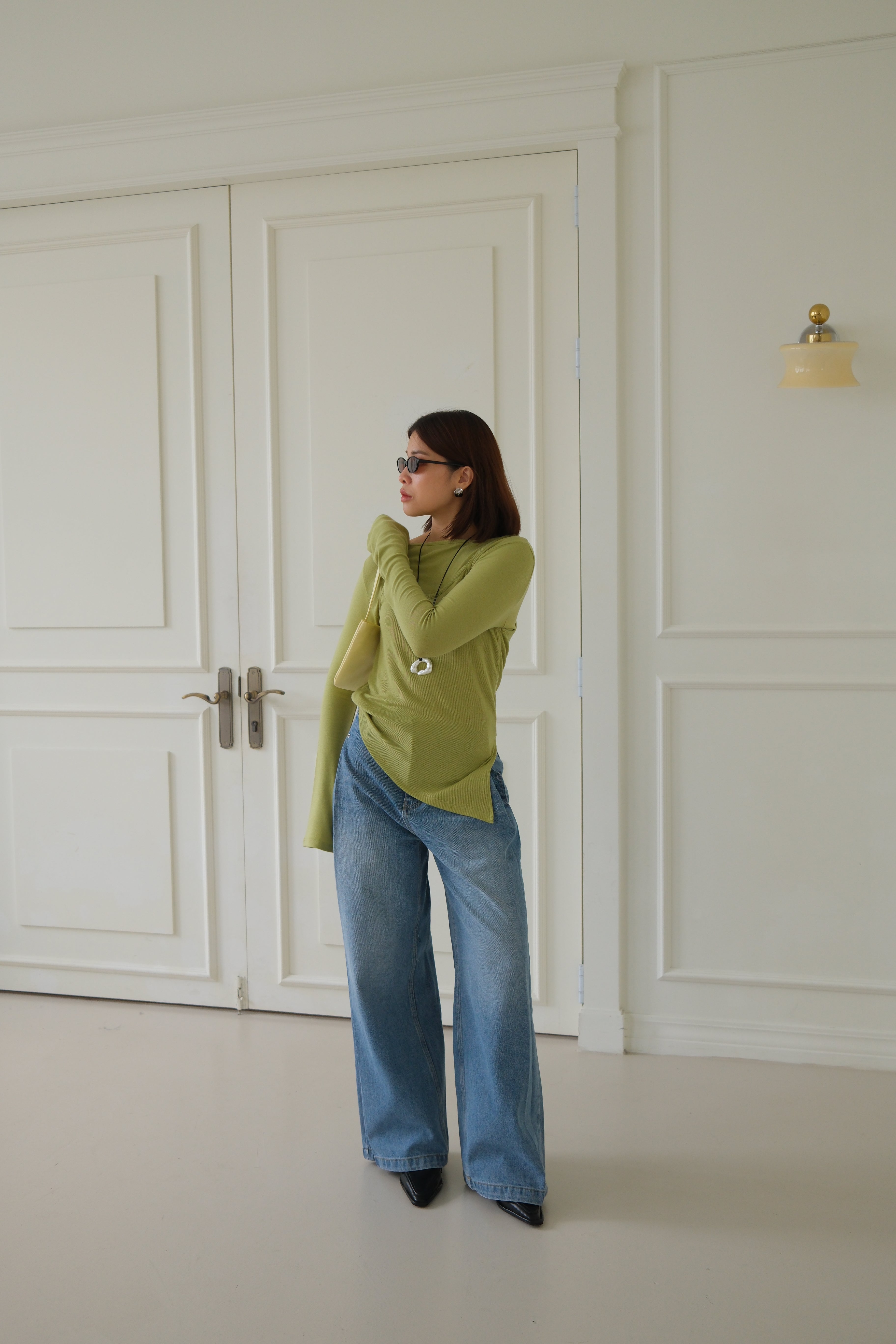 double layer unbalance long-sleeve tee