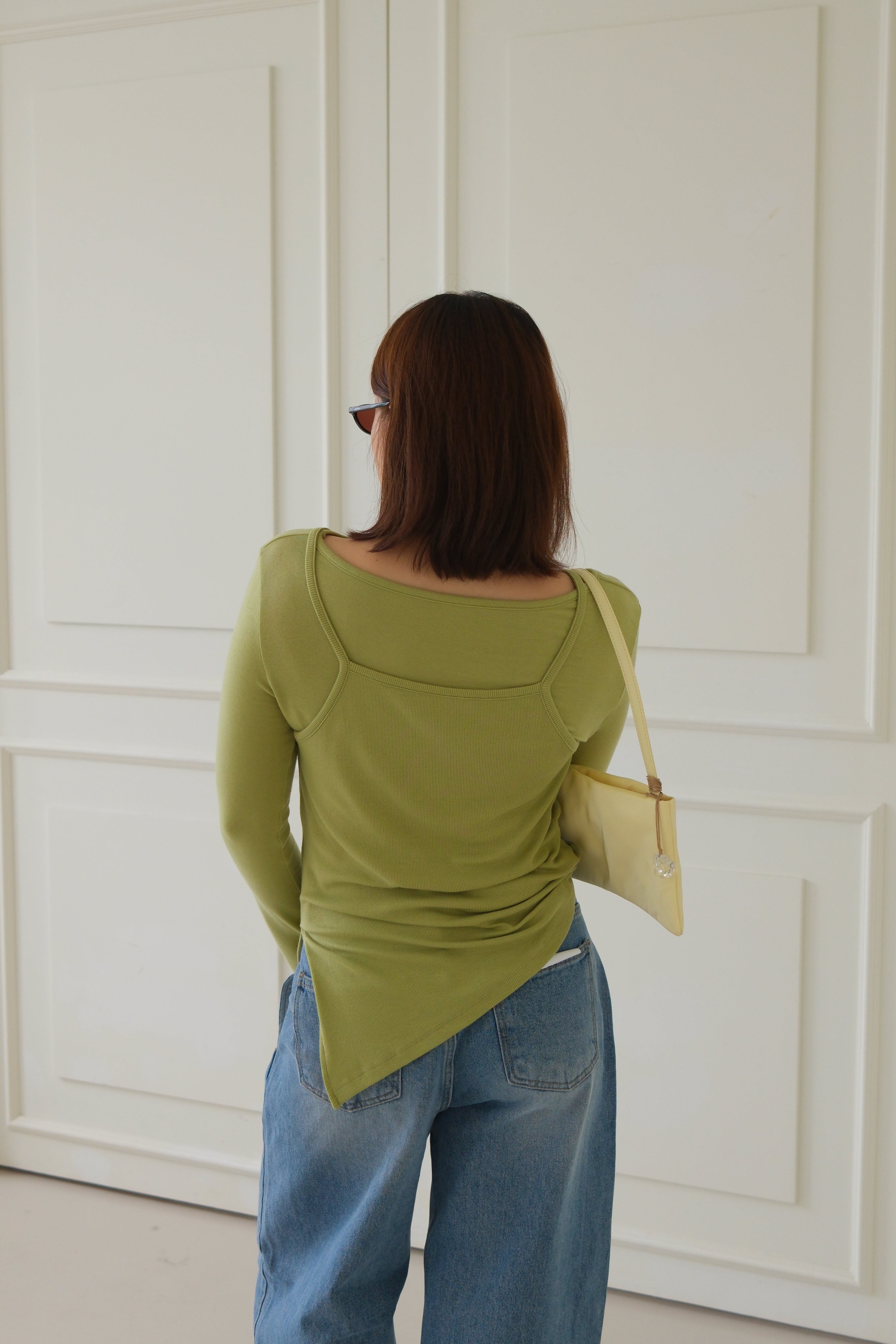 double layer unbalance long-sleeve tee
