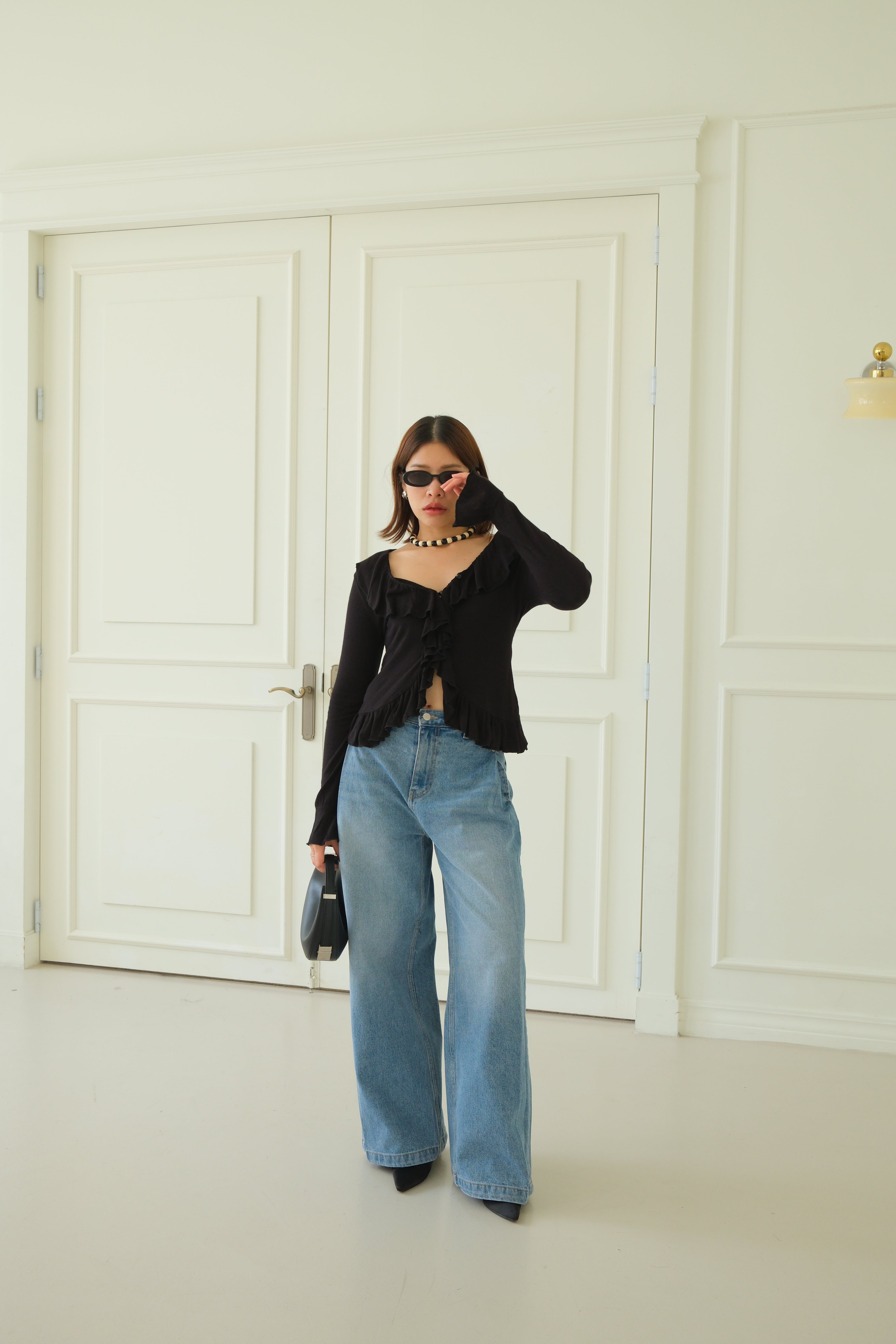 Emmie ruffled v neck blouse