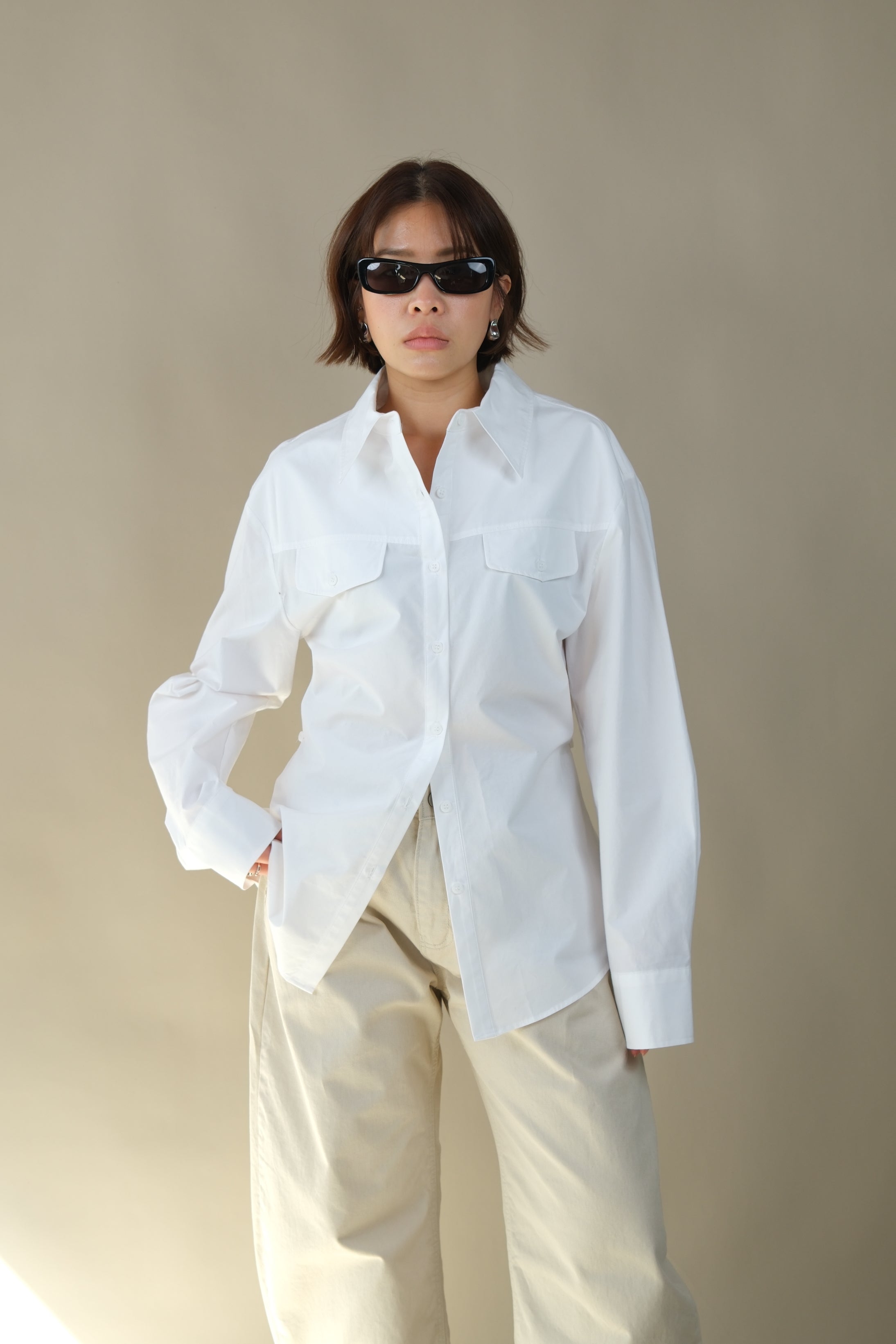 Jolin adjustable waist pocket shirt