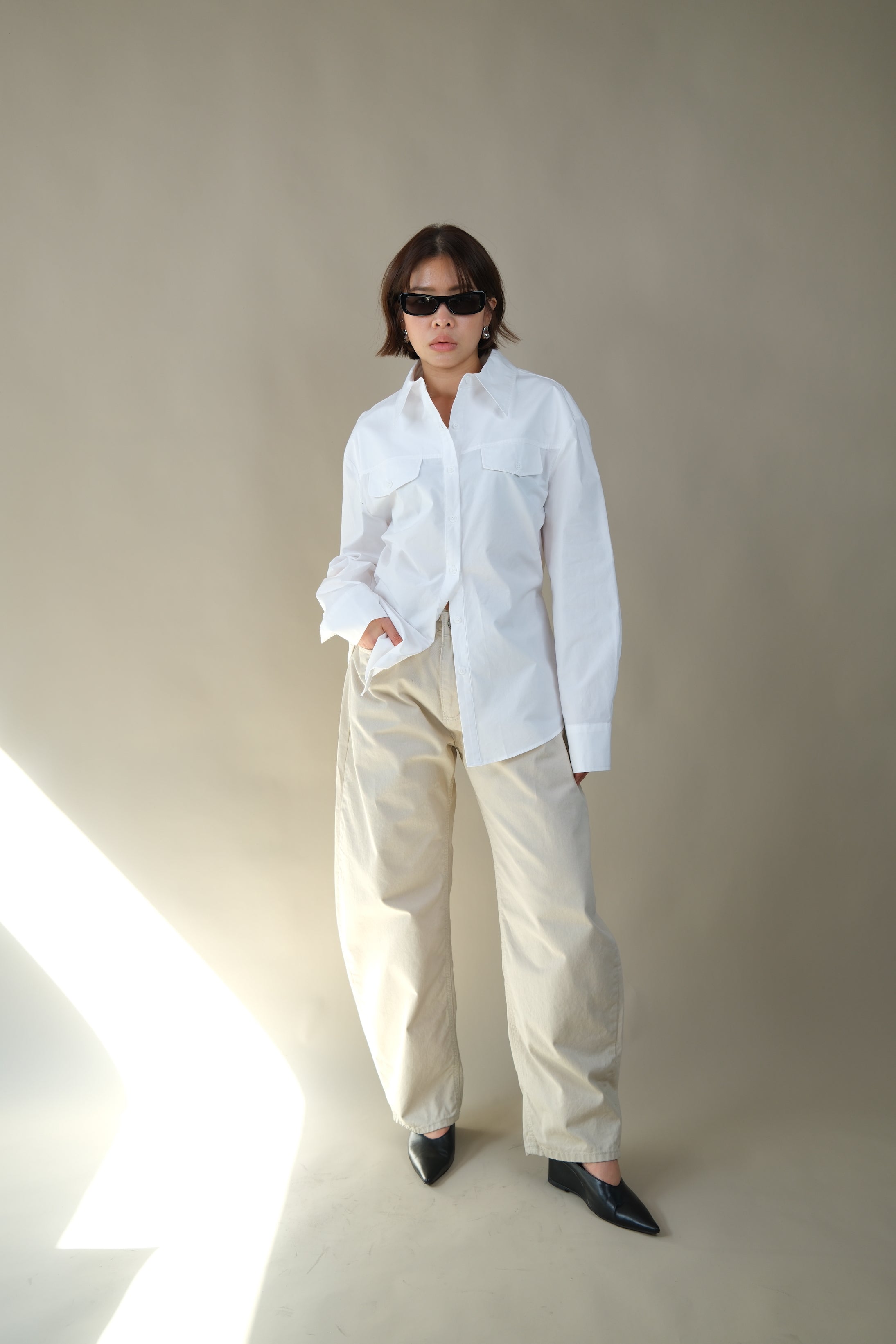 Jolin adjustable waist pocket shirt