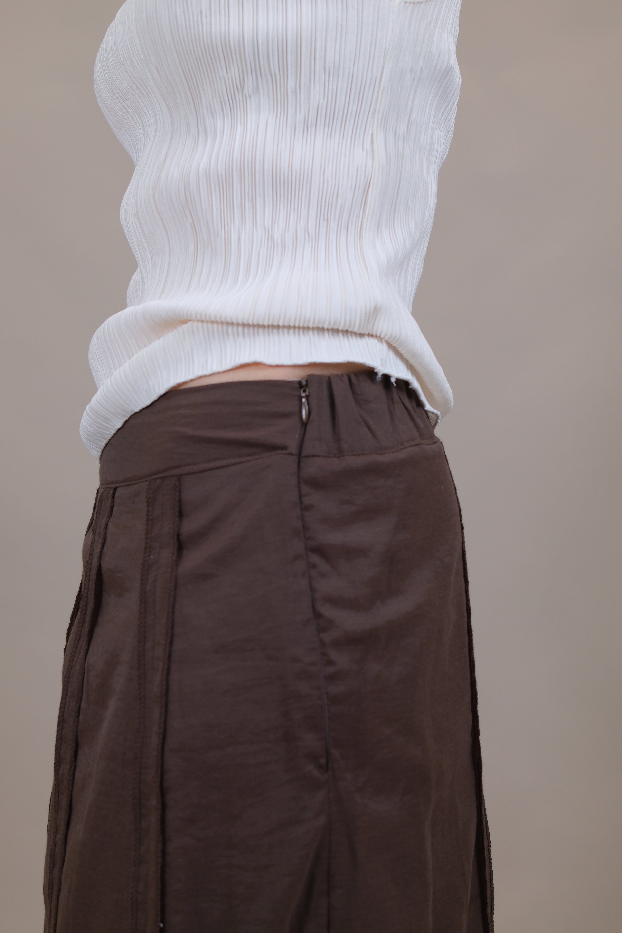 Stripe Patchwork Sheer Maxi Skirt