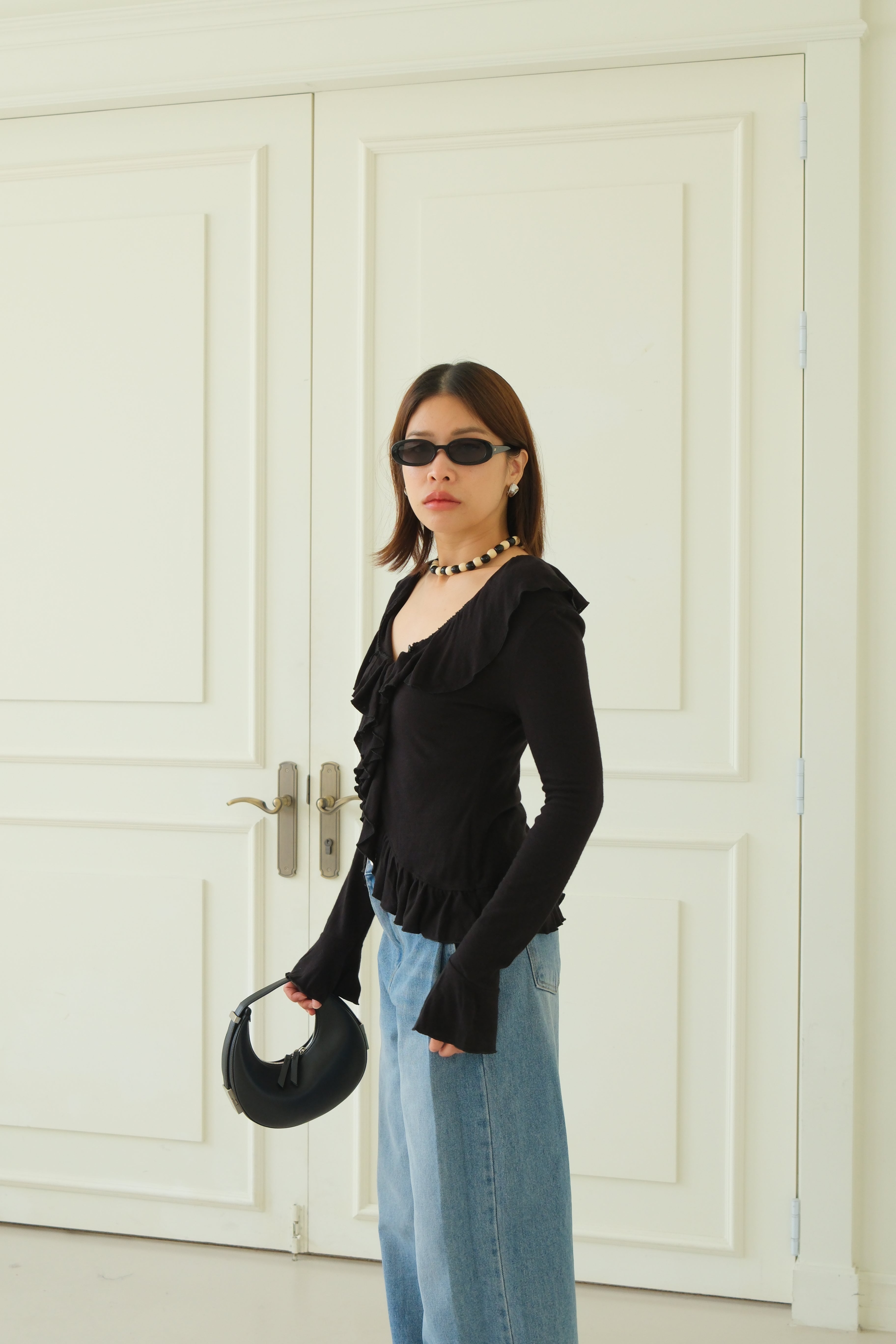 Emmie ruffled v neck blouse