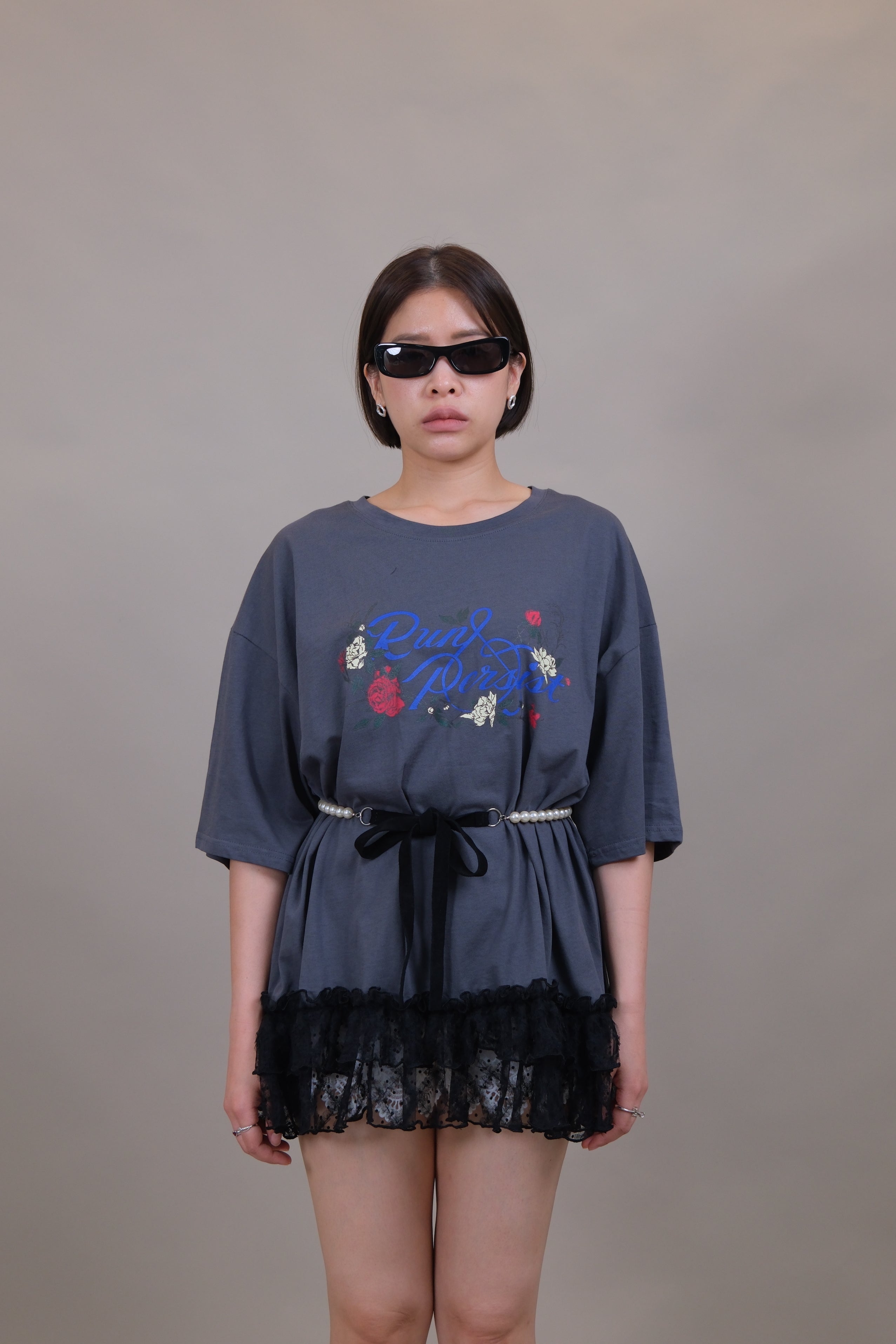 Persist Lace Ruffle Oversized Tee