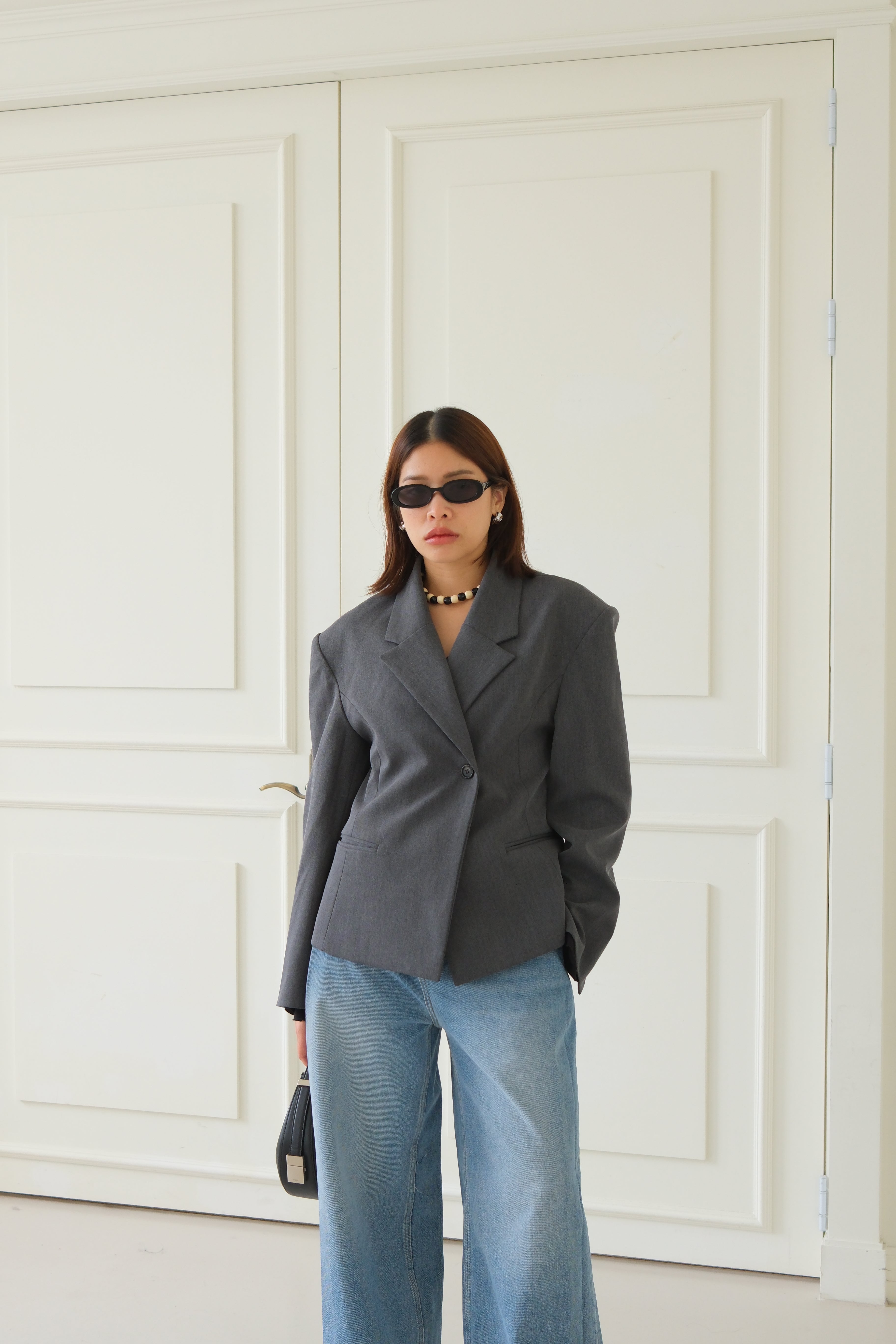 Koln Double-breasted cinched waist blazer