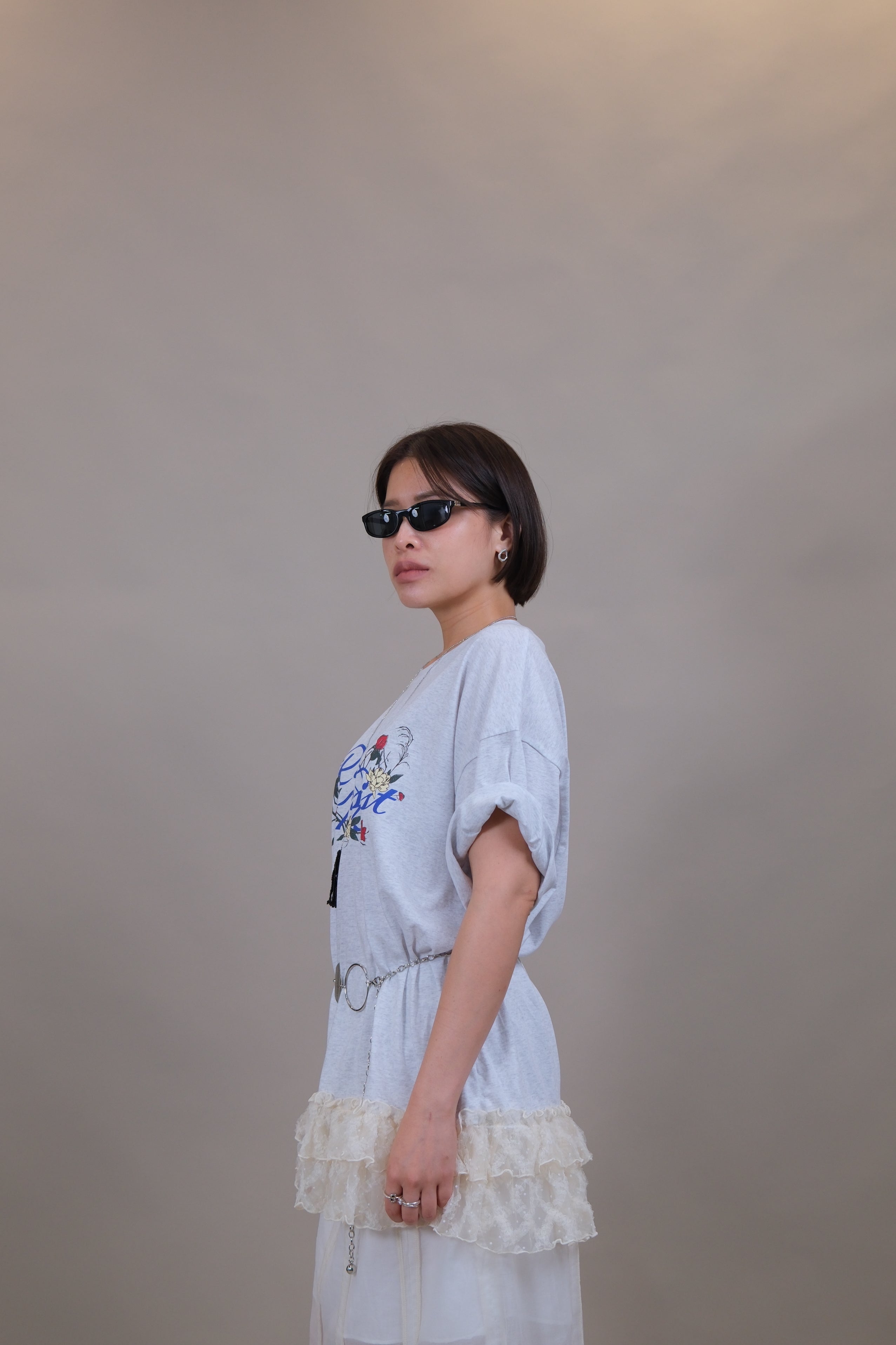 Persist Lace Ruffle Oversized Tee