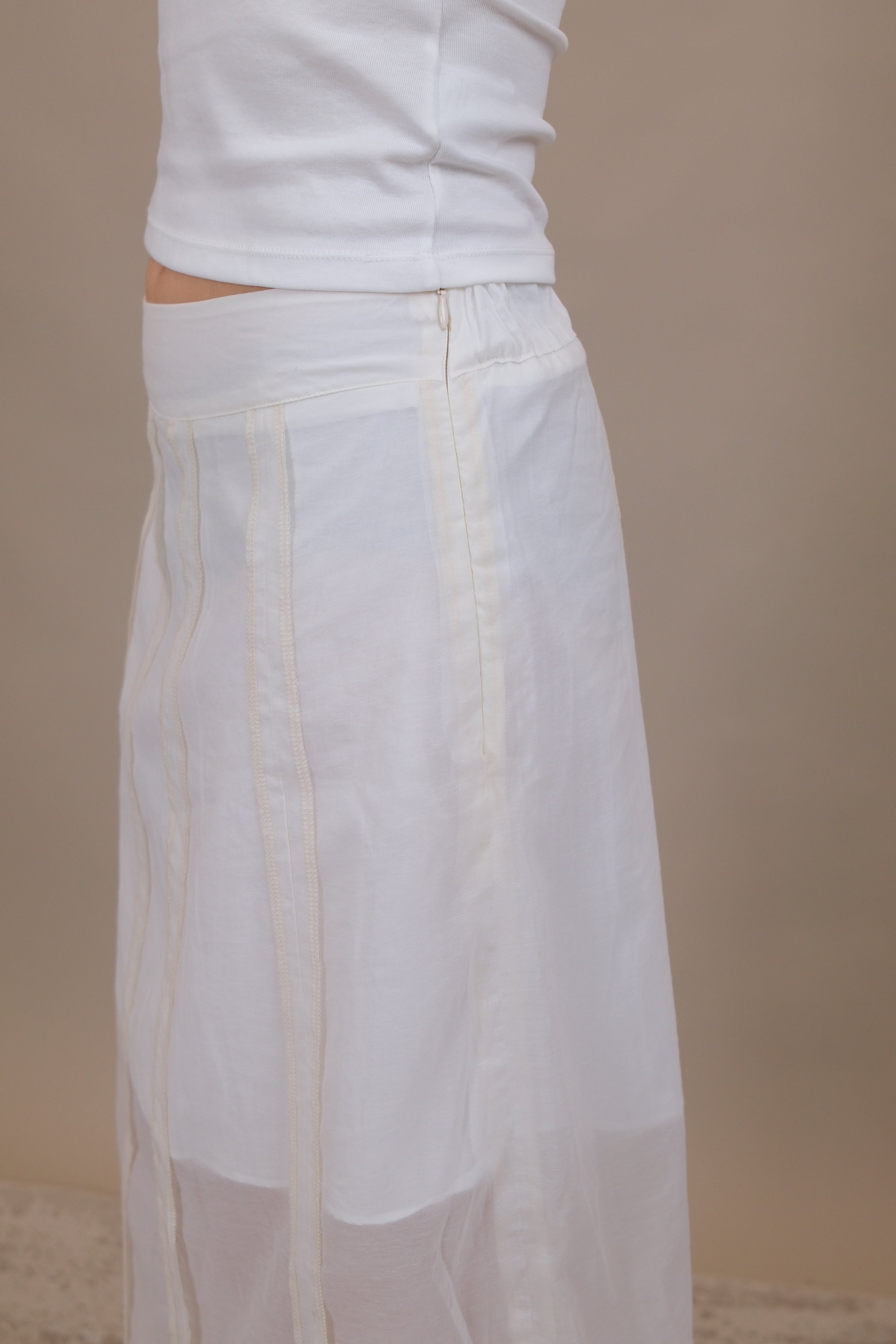 Stripe Patchwork Sheer Maxi Skirt
