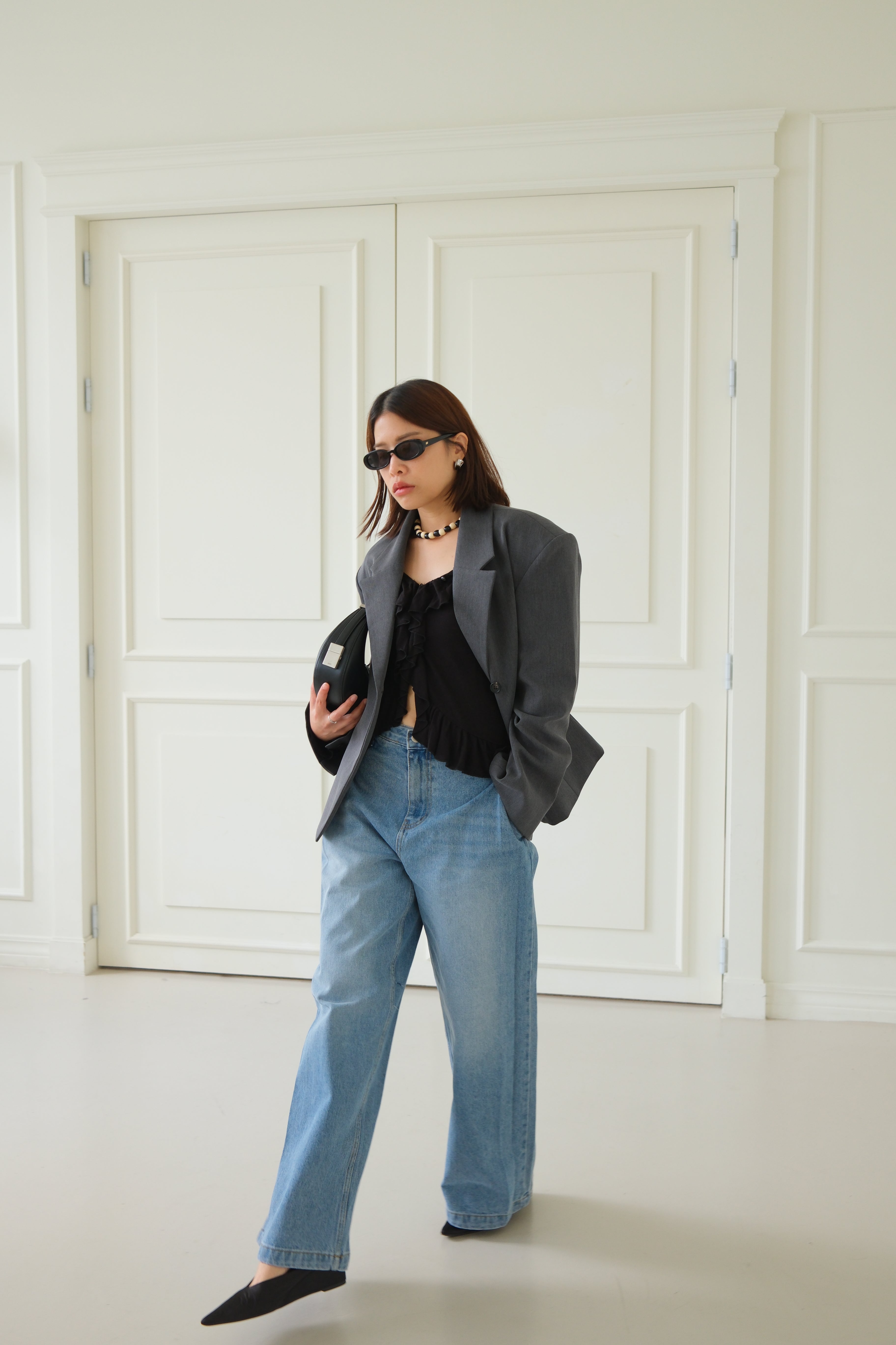 Koln Double-breasted cinched waist blazer