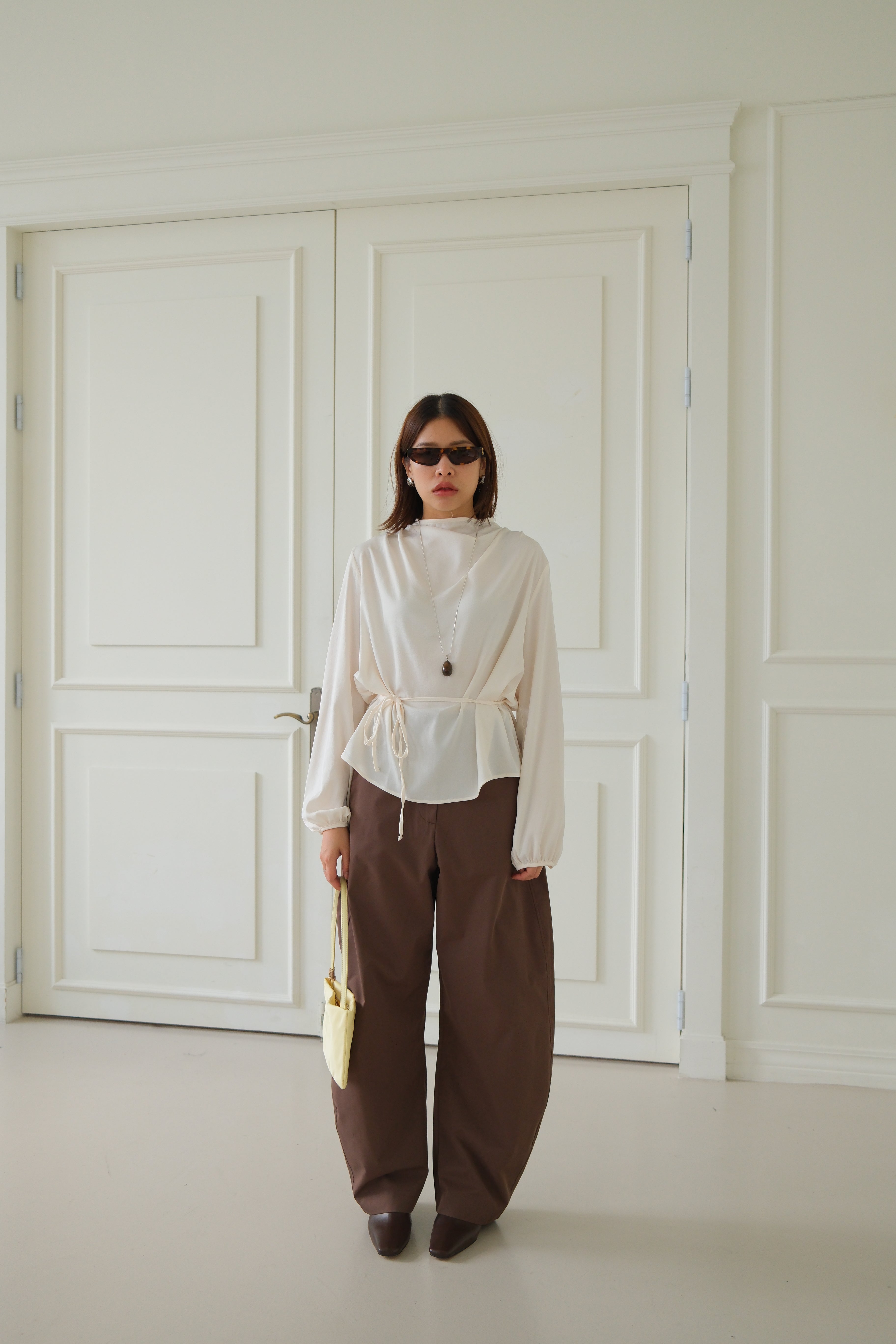 Curren shirring shoulder blouse