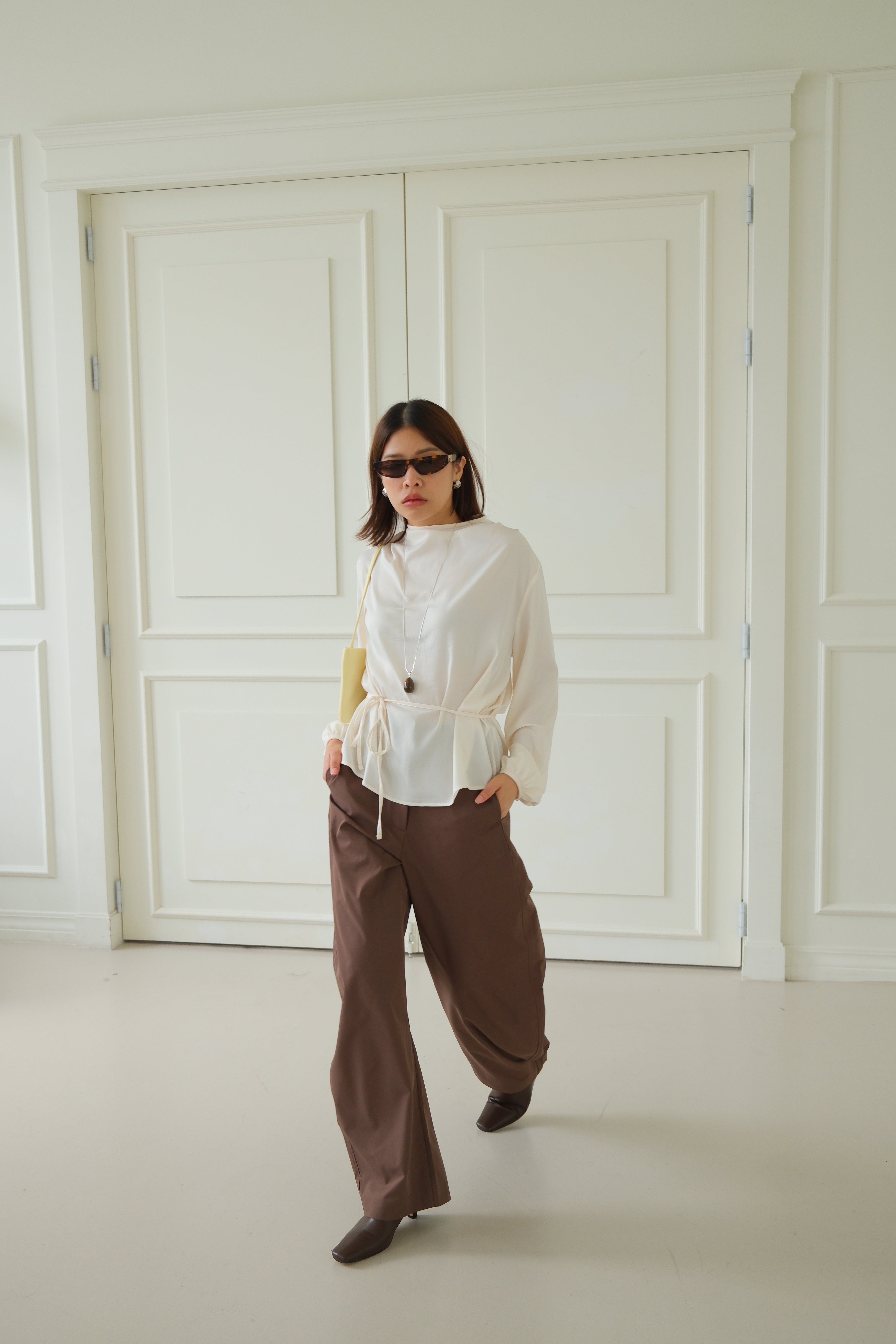 Curren shirring shoulder blouse