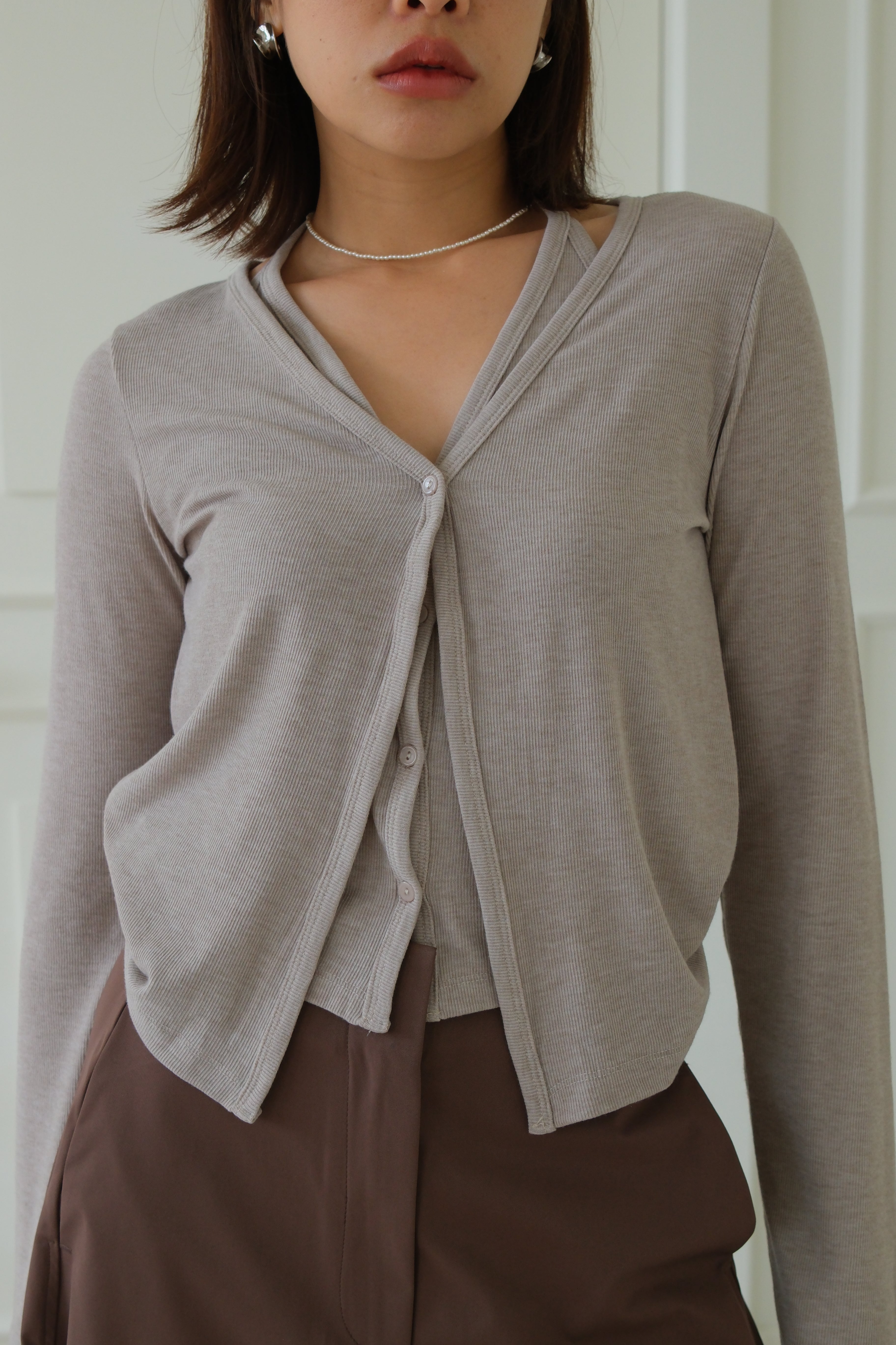 Bibi halter double-layered longsleeve tee