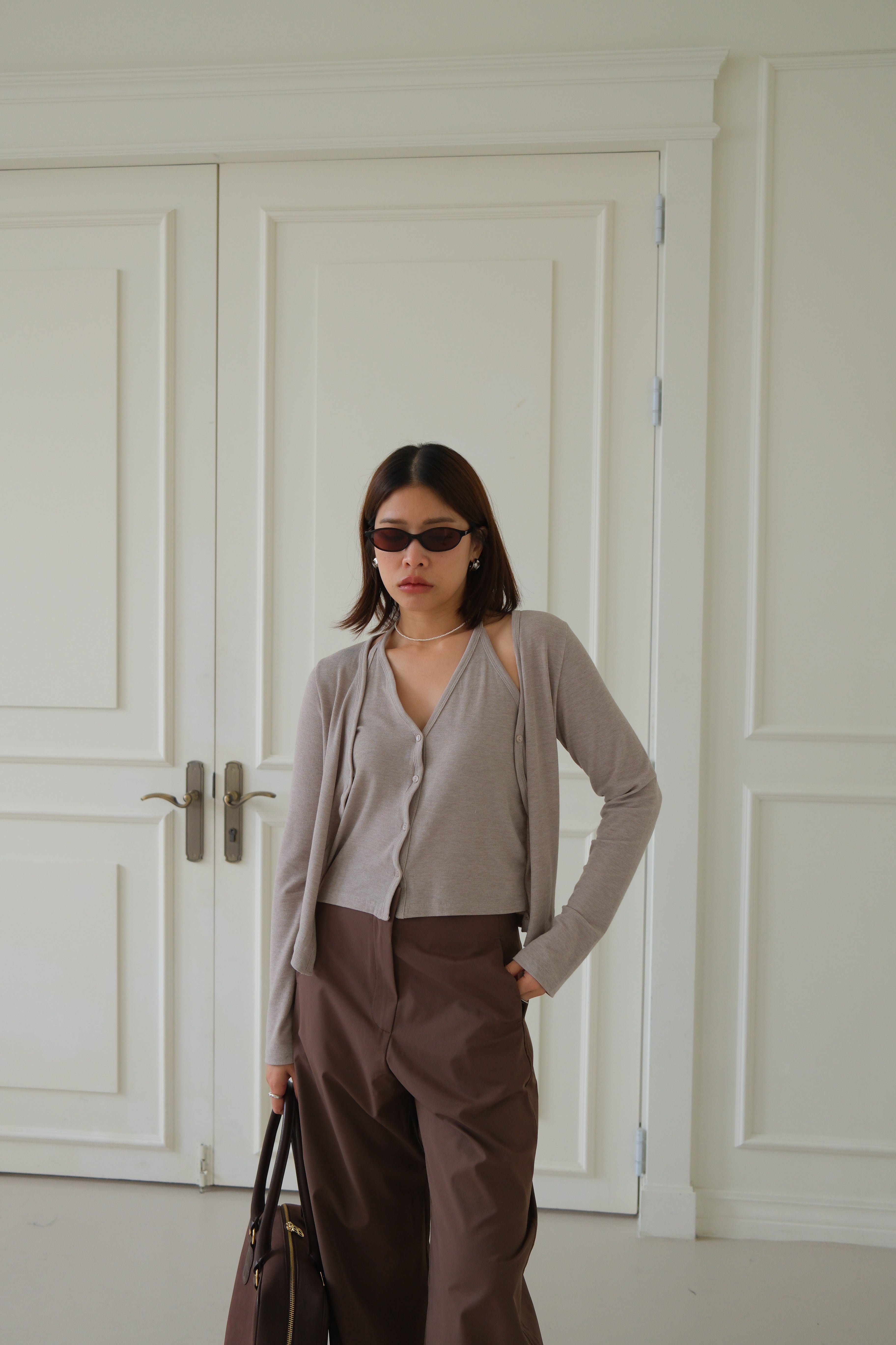 Bibi halter double-layered longsleeve tee