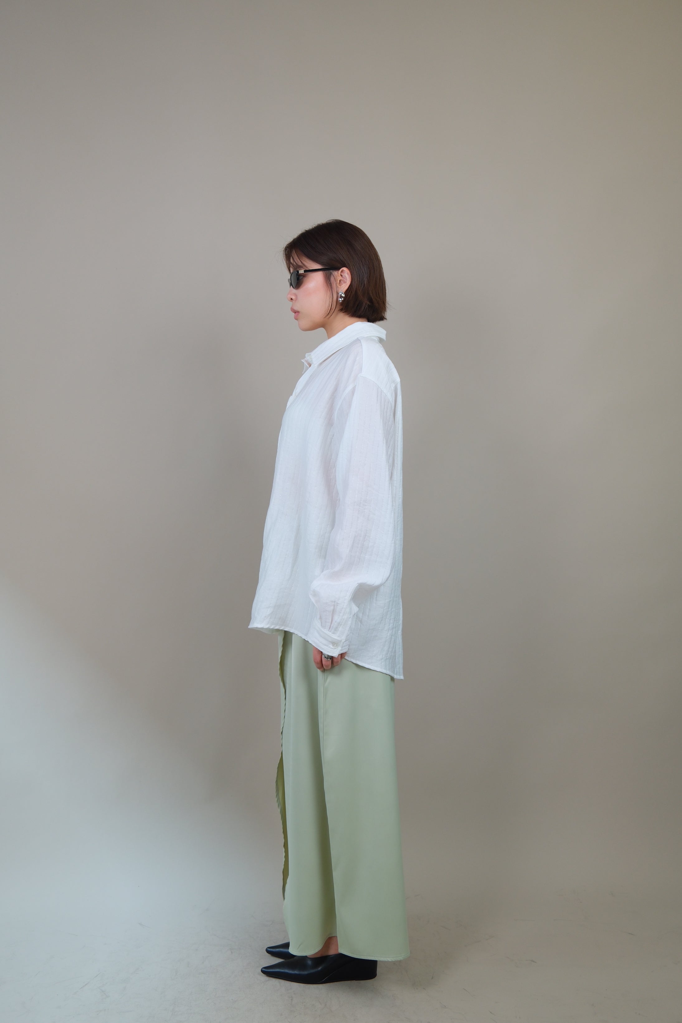 silky striped tie collar shirt