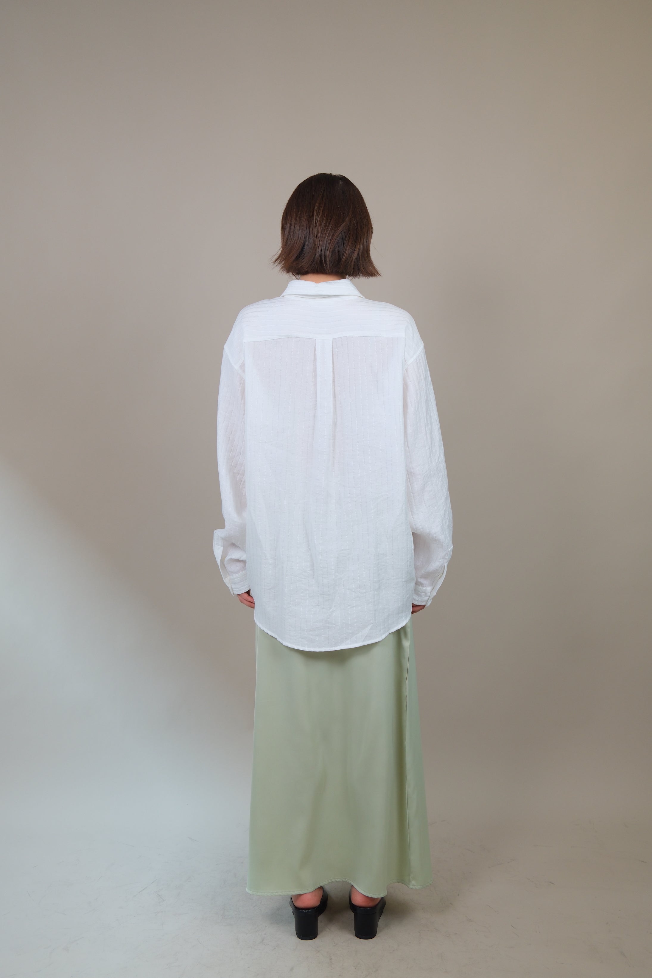 silky striped tie collar shirt