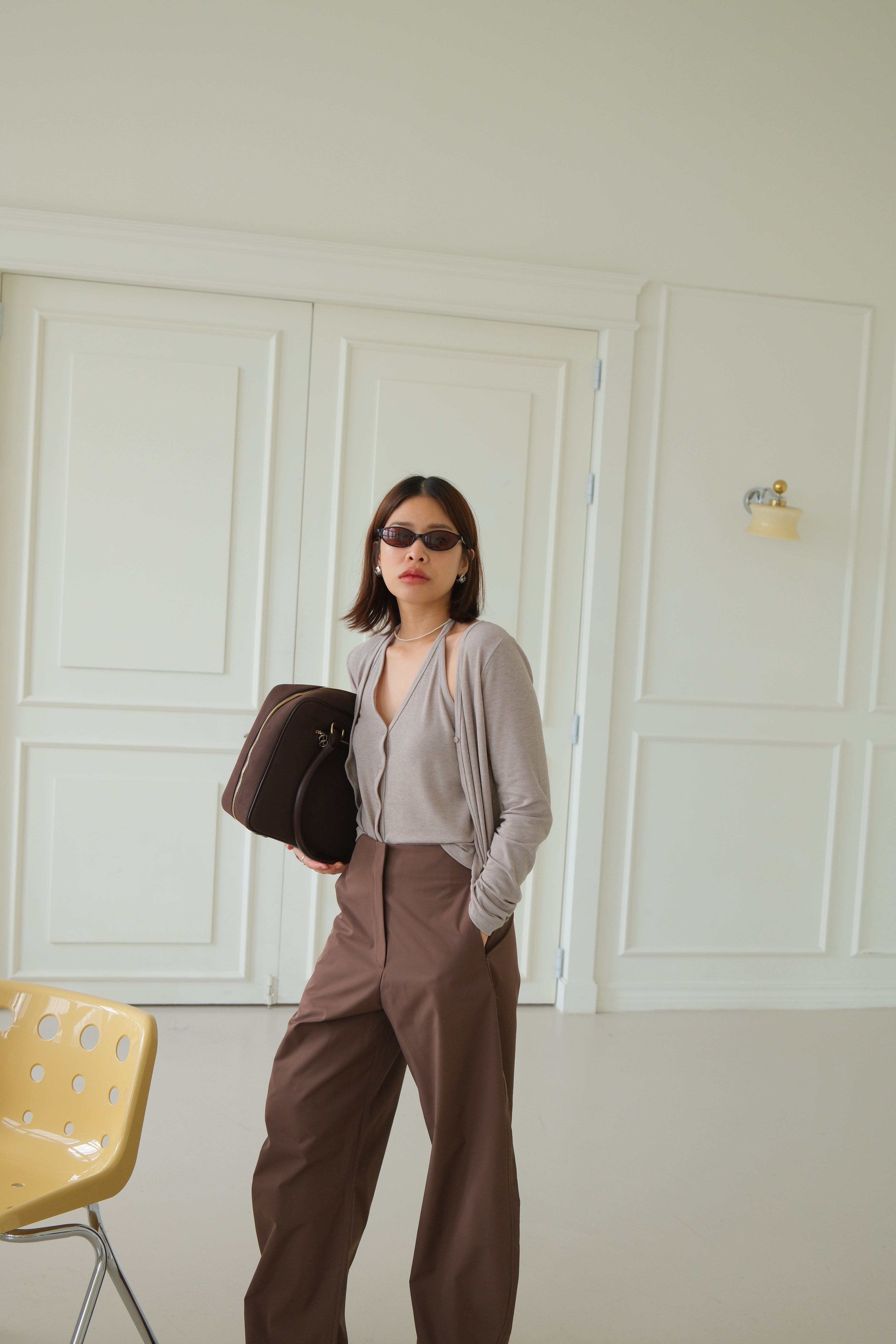Bibi halter double-layered longsleeve tee