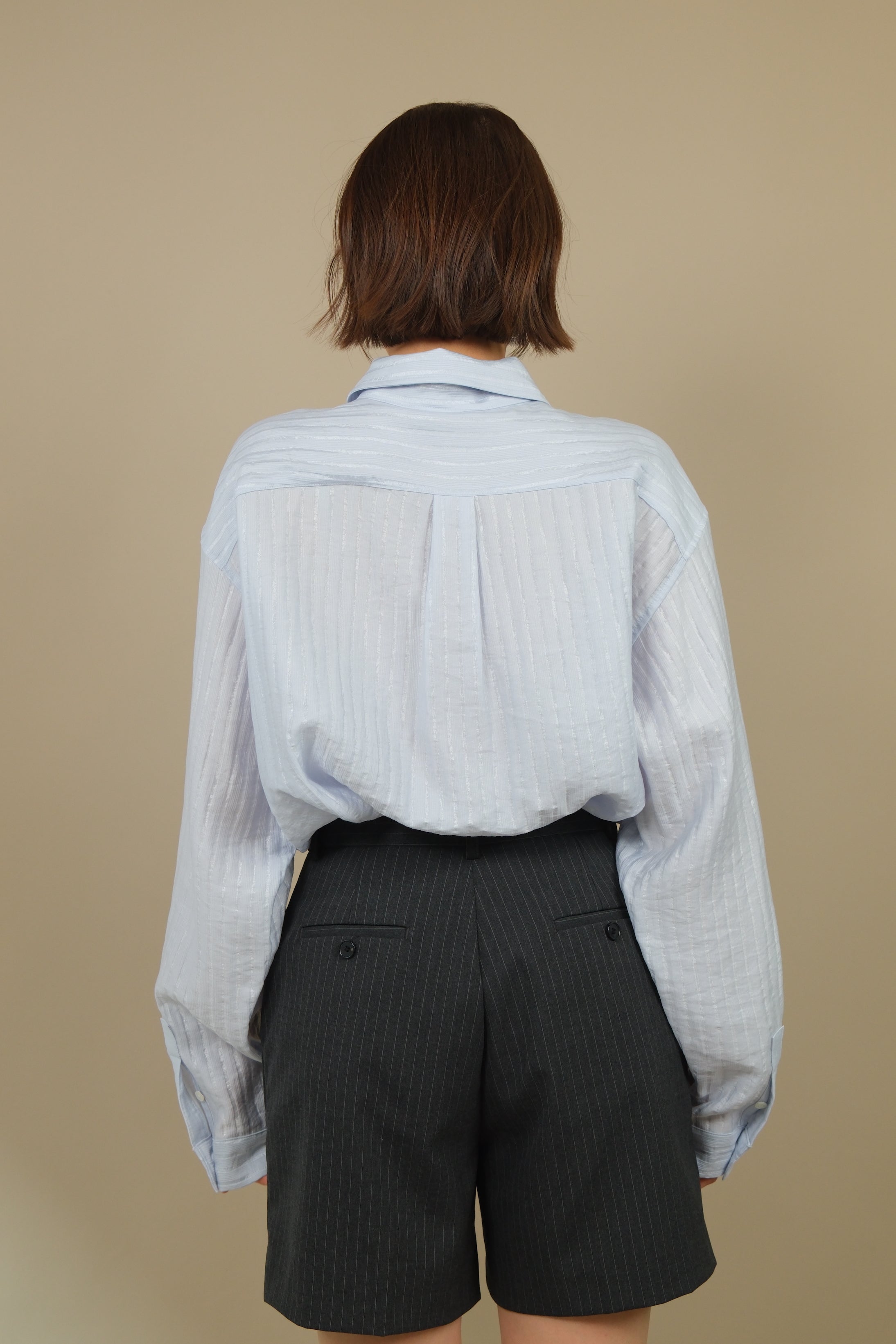 silky striped tie collar shirt