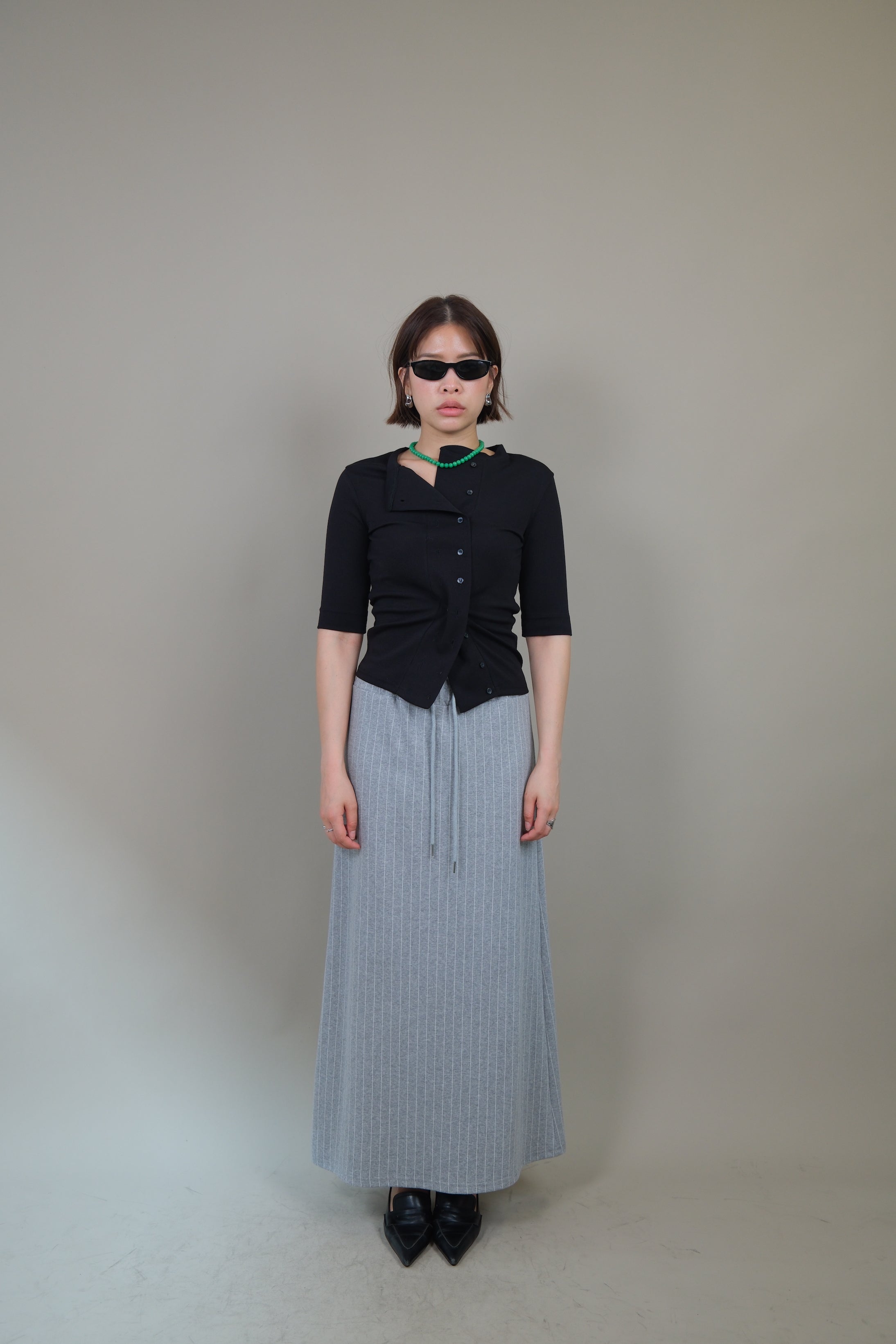 striped jersey long skirt