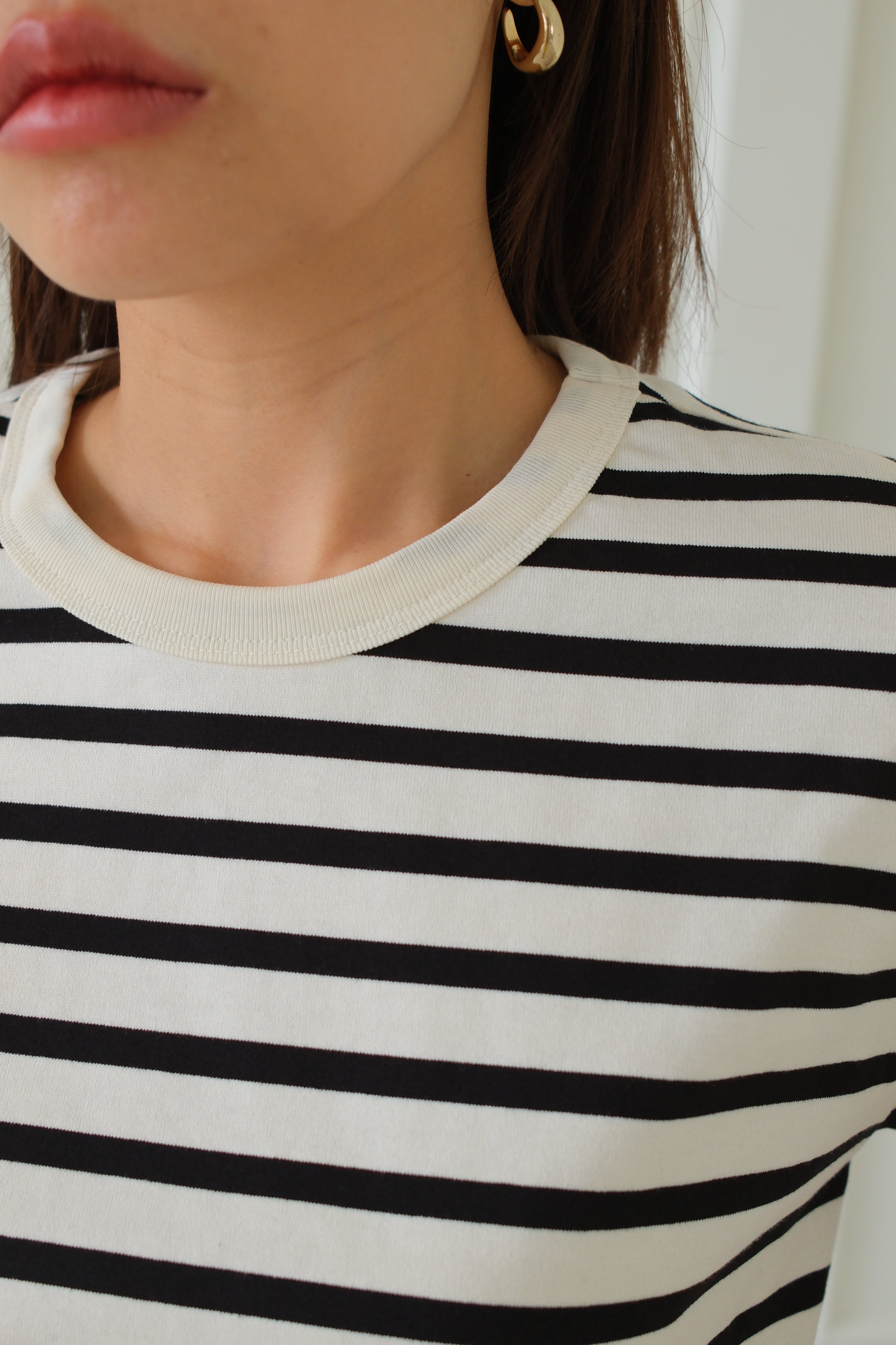 two tone Stripe basic tee