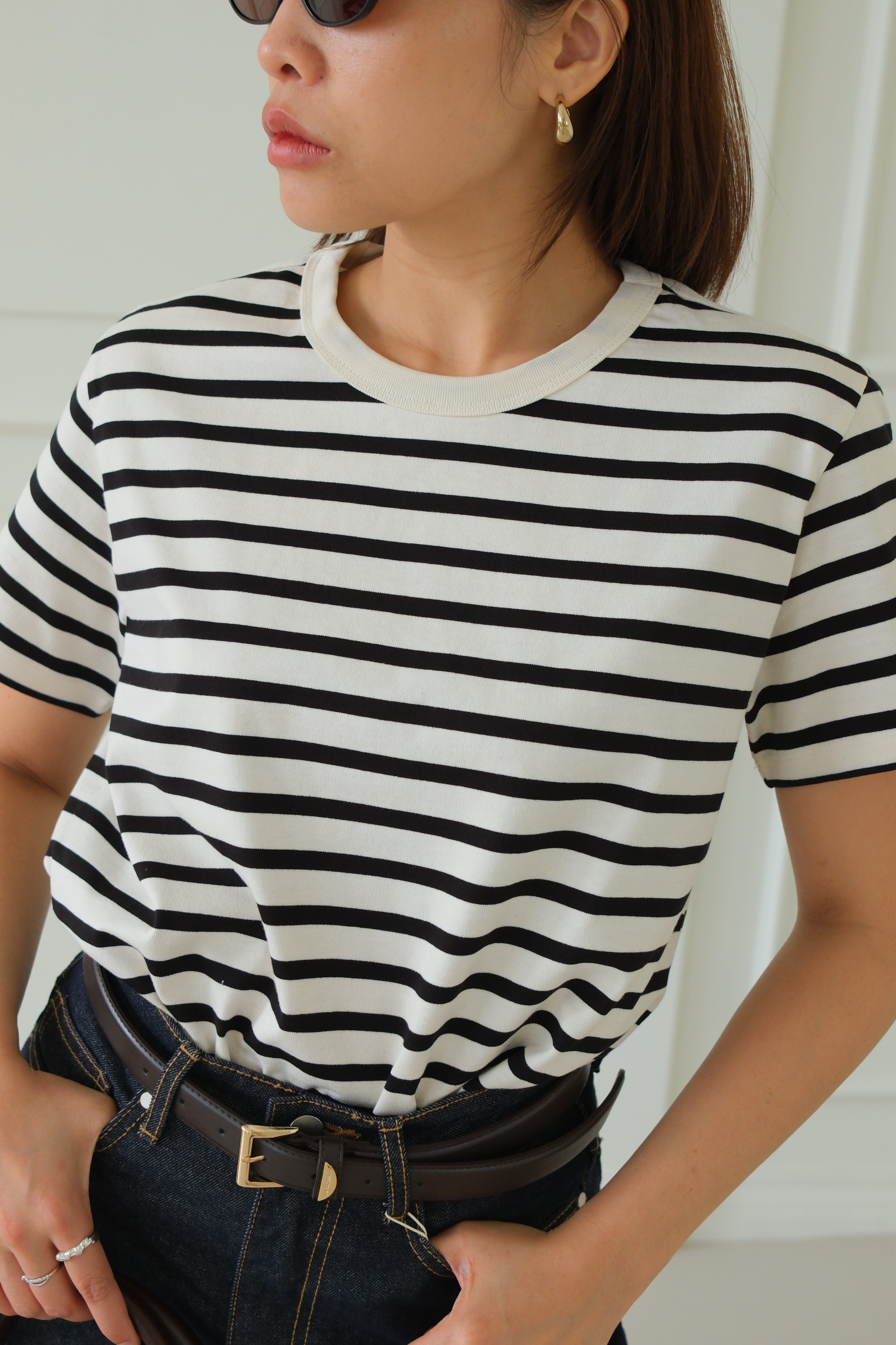 two tone Stripe basic tee