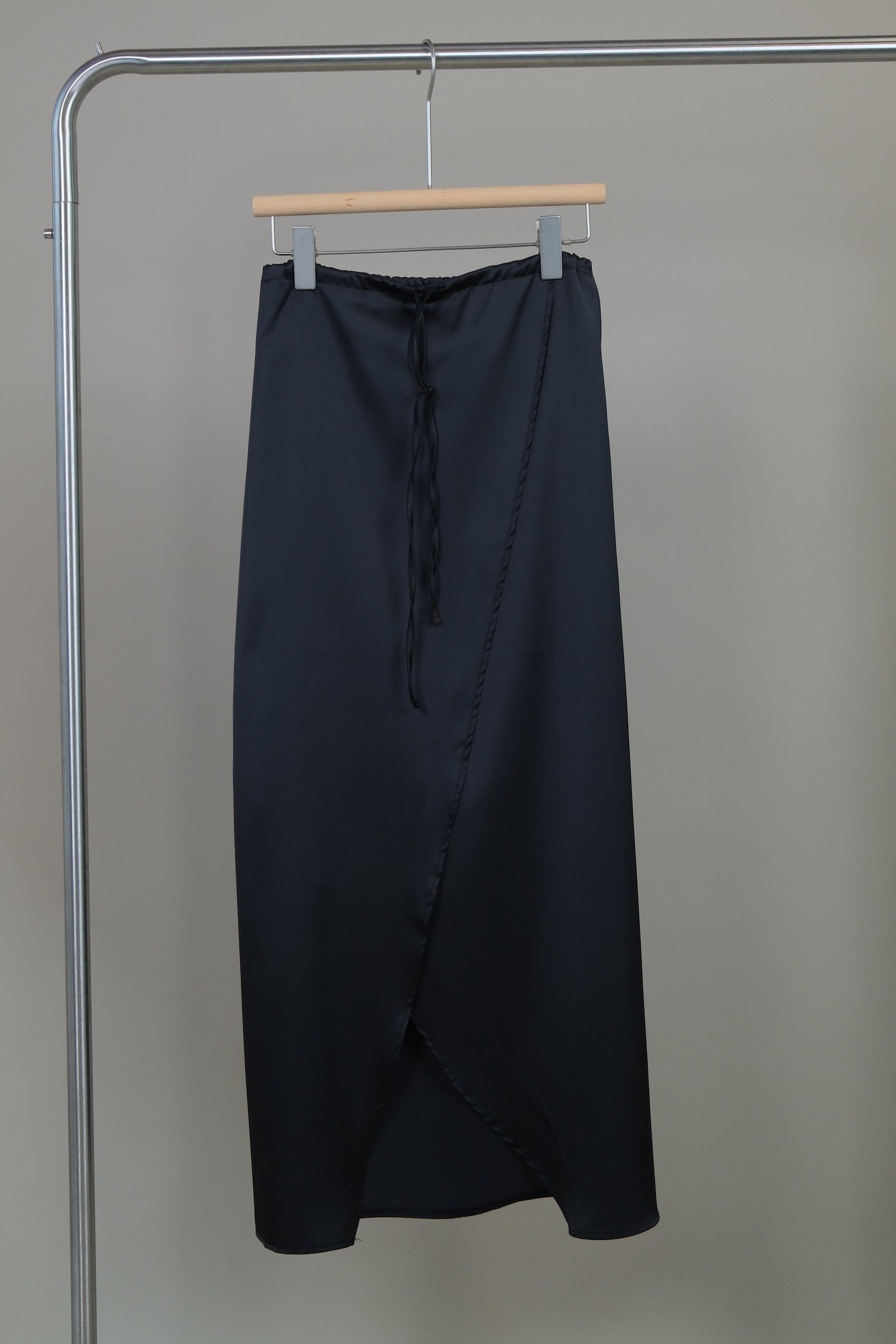 wrap silky maxi skirt
