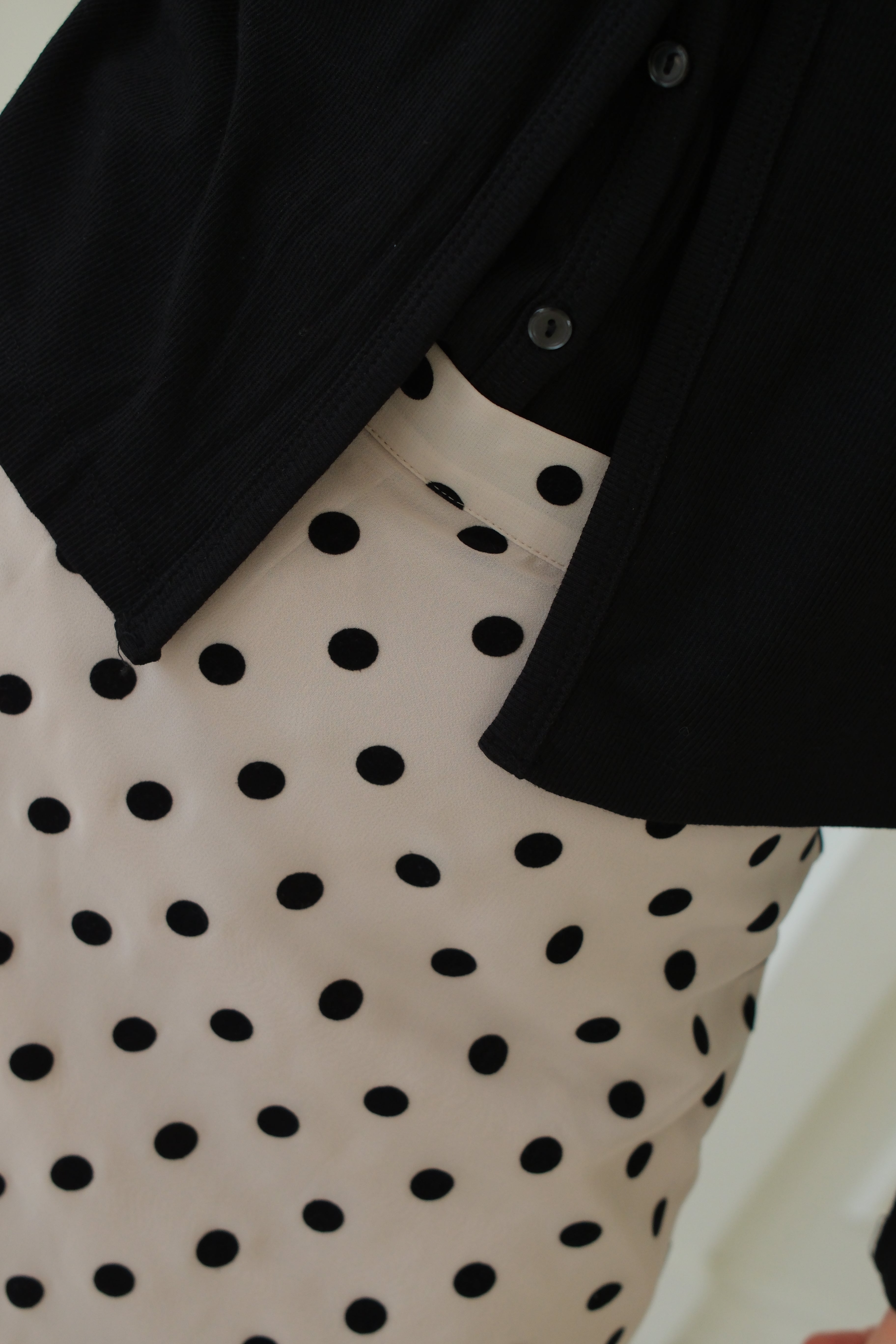 velvet polka dots frill edge sheer skirt
