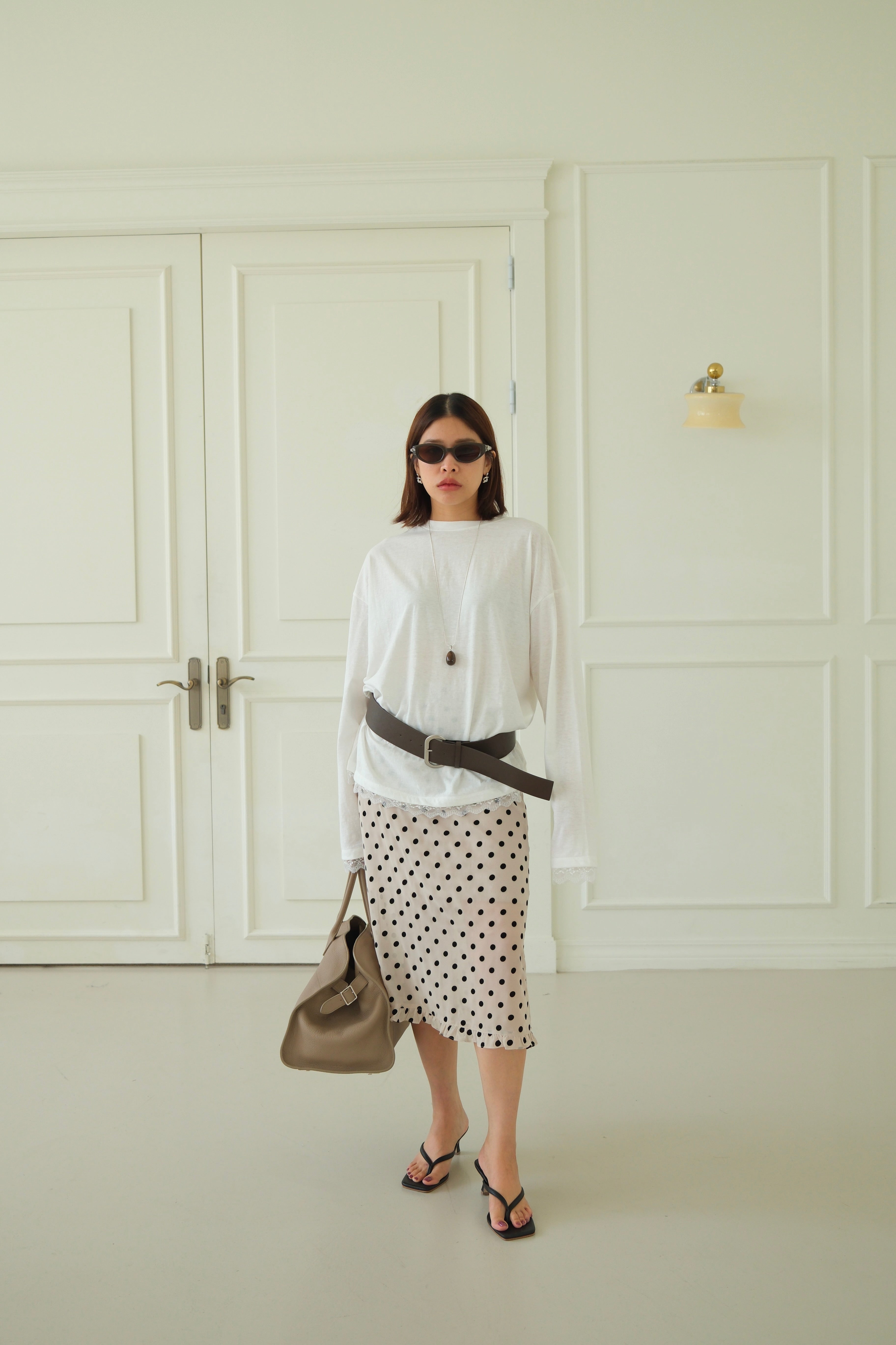 lace trim long-sleeve soft tee
