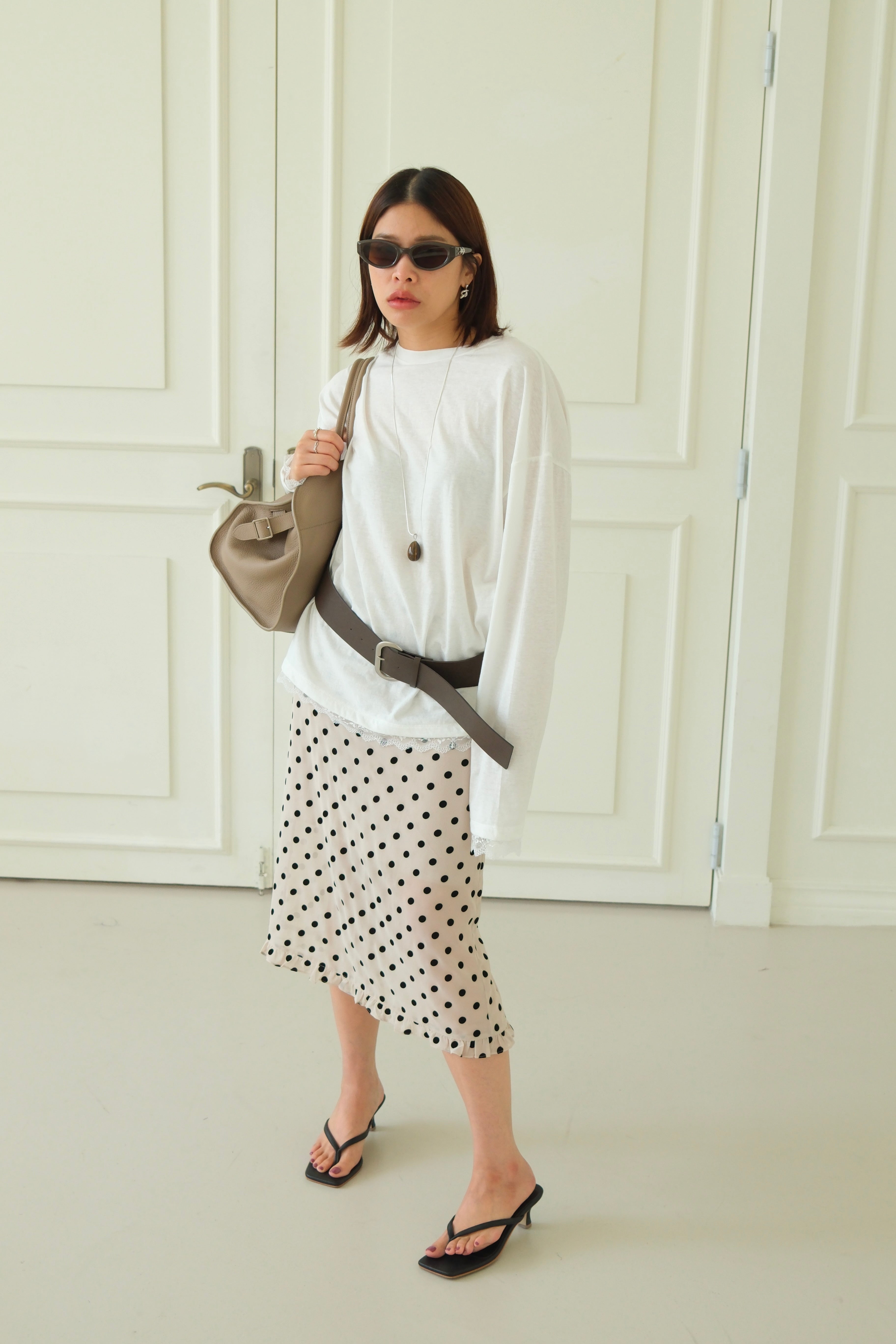 lace trim long-sleeve soft tee
