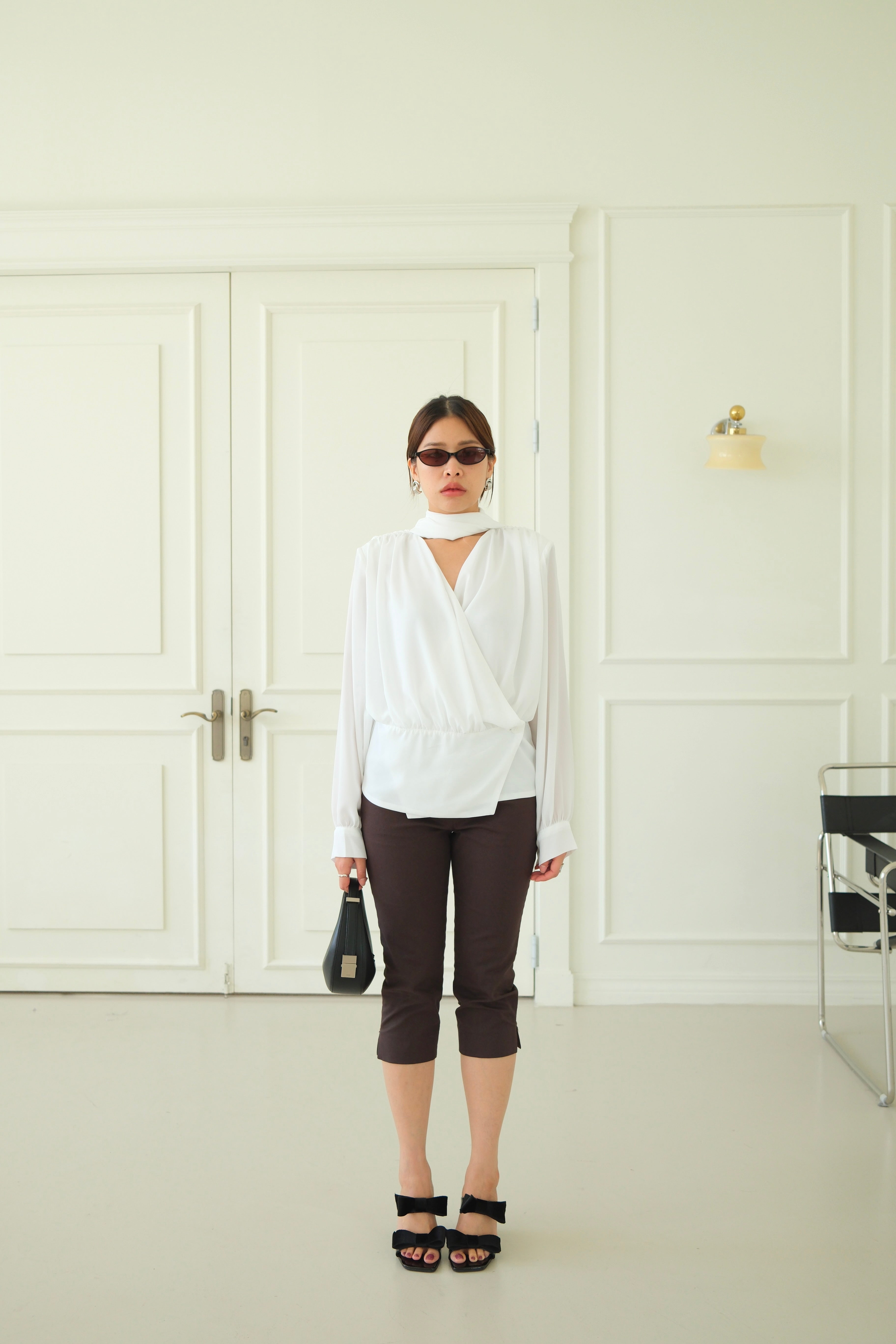 Lalis Scarf shirring wrap blouse