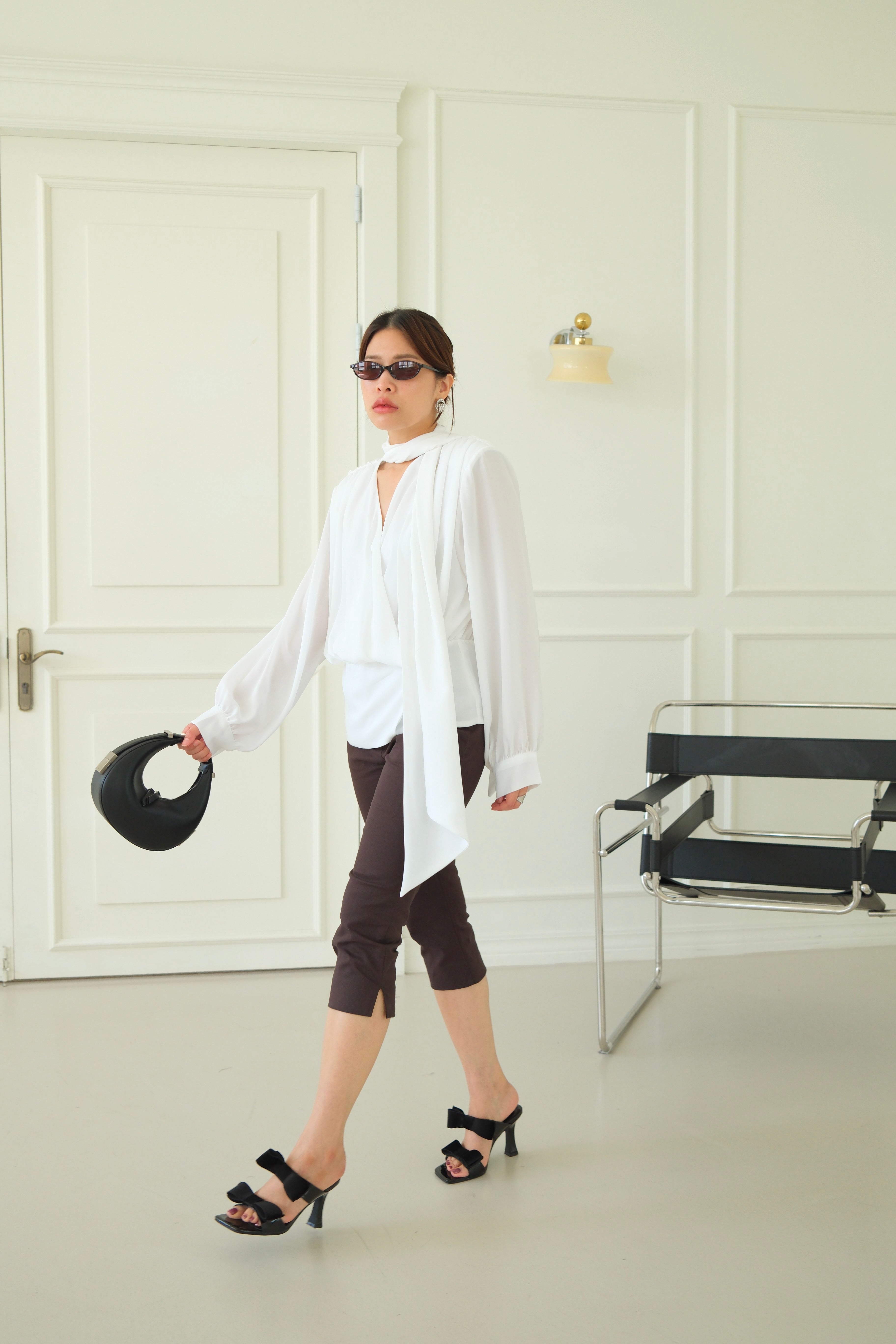 Lalis Scarf shirring wrap blouse