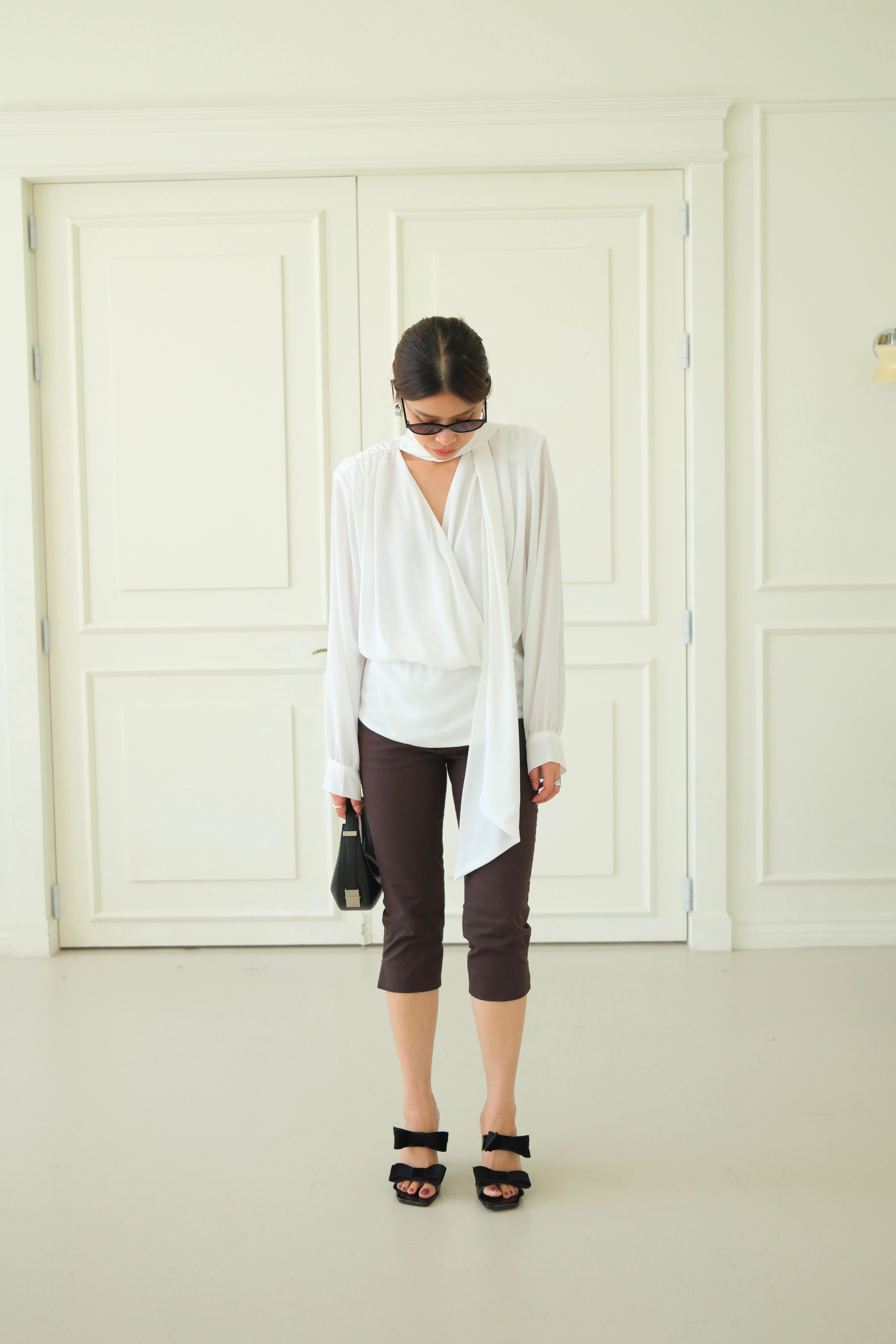 Lalis Scarf shirring wrap blouse